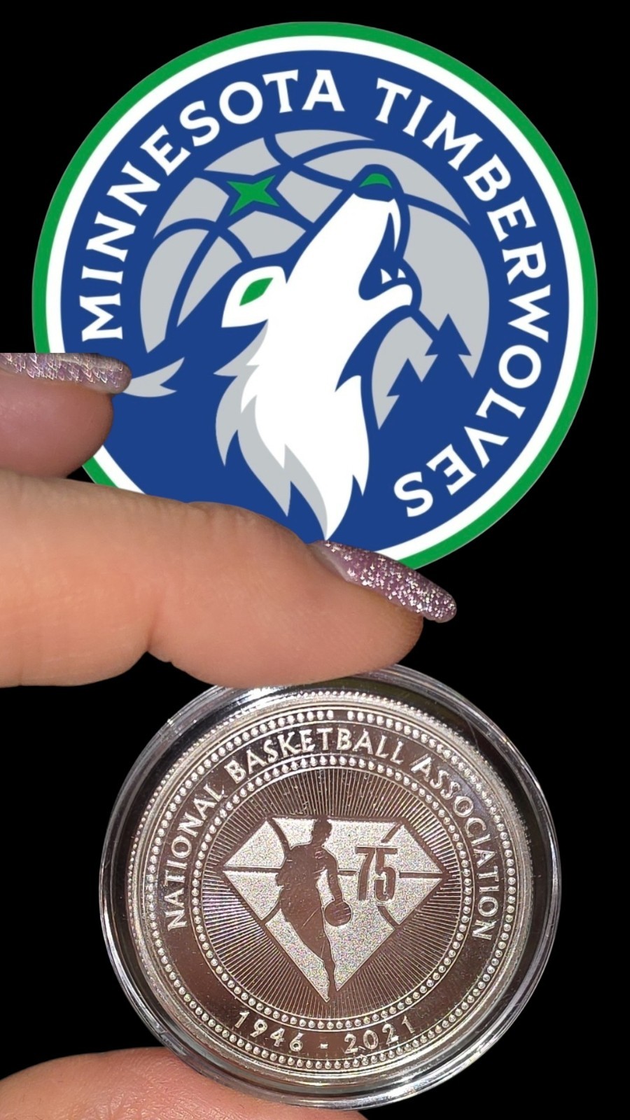 Highland Mint Minnesota Timberwolves 39mm Silver Plated Coin 75th Anniversary