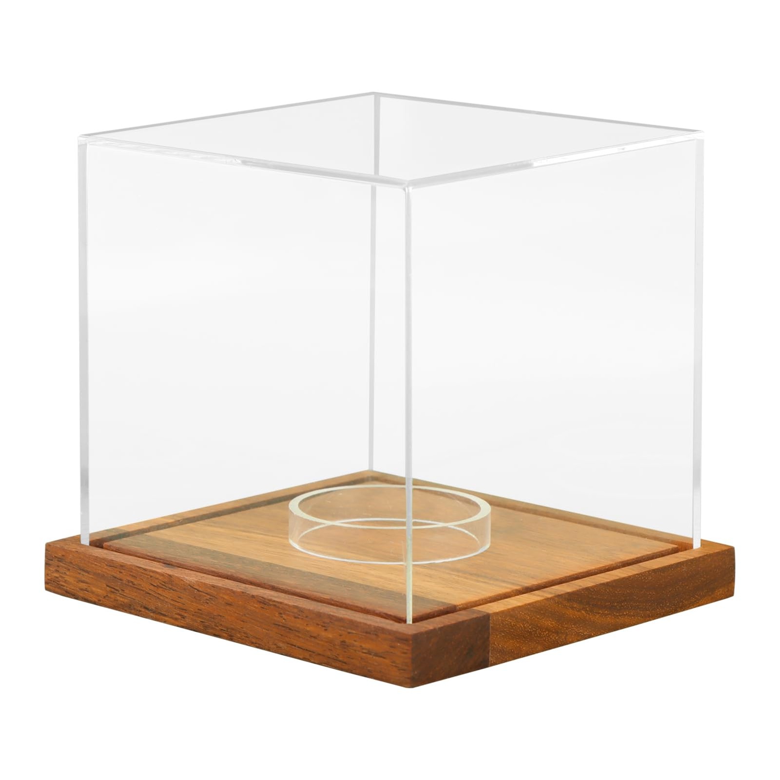 Baseball Display Cube – Clear Acrylic Baseball Holder Case with Wooden Base, …