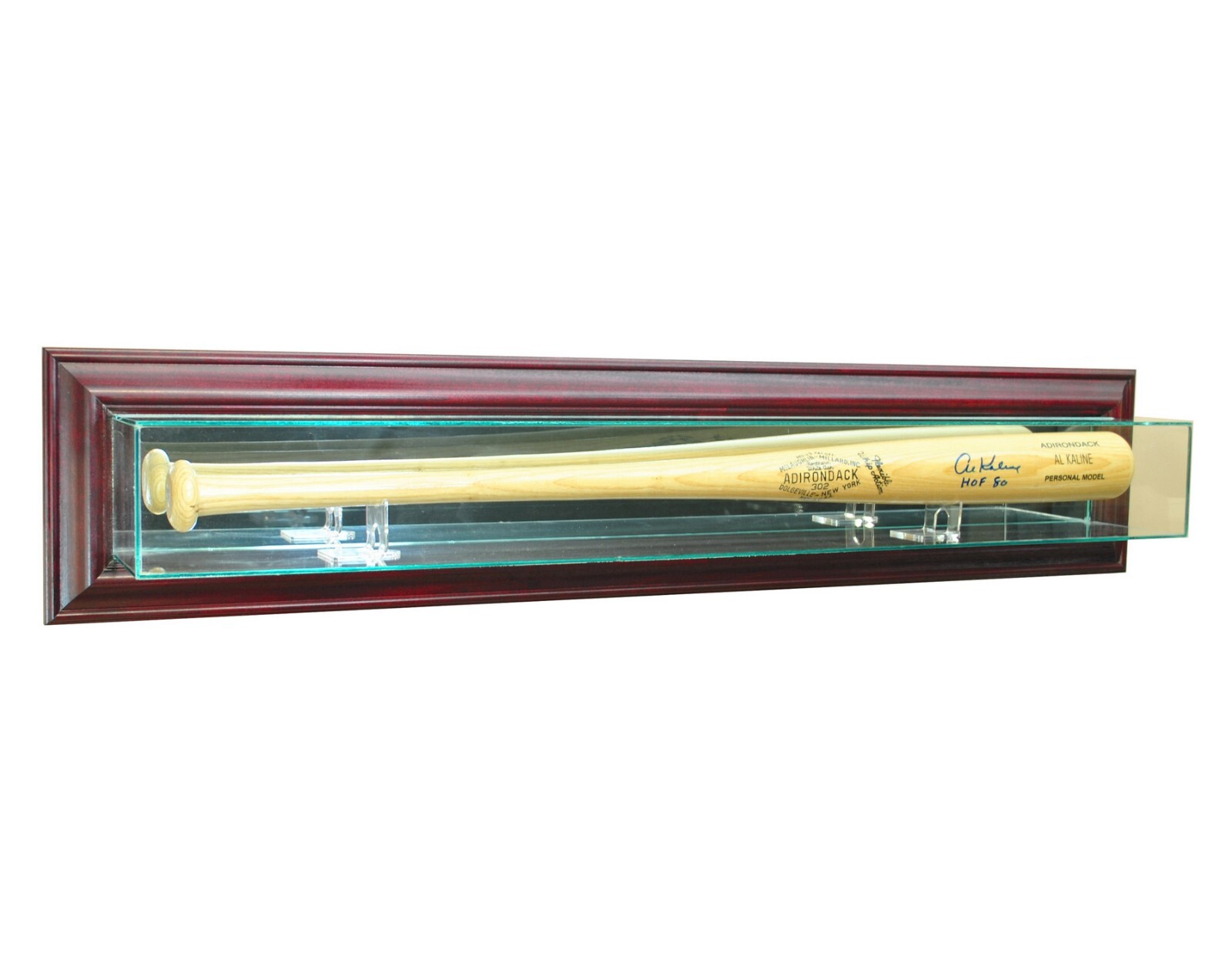 Walnut Wall Mounted Baseball Bat Display Case glass and mirror FREE SHIPPING