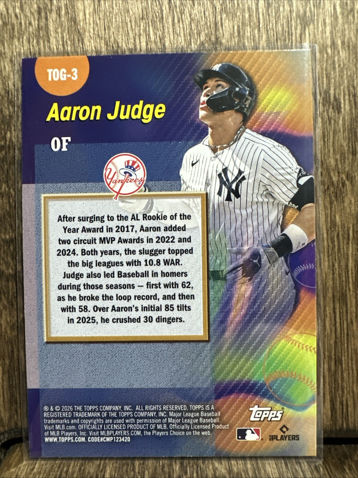 2026 Topps Series 1 Aaron Judge Titans of the Game #TOG-3 New York Yankees