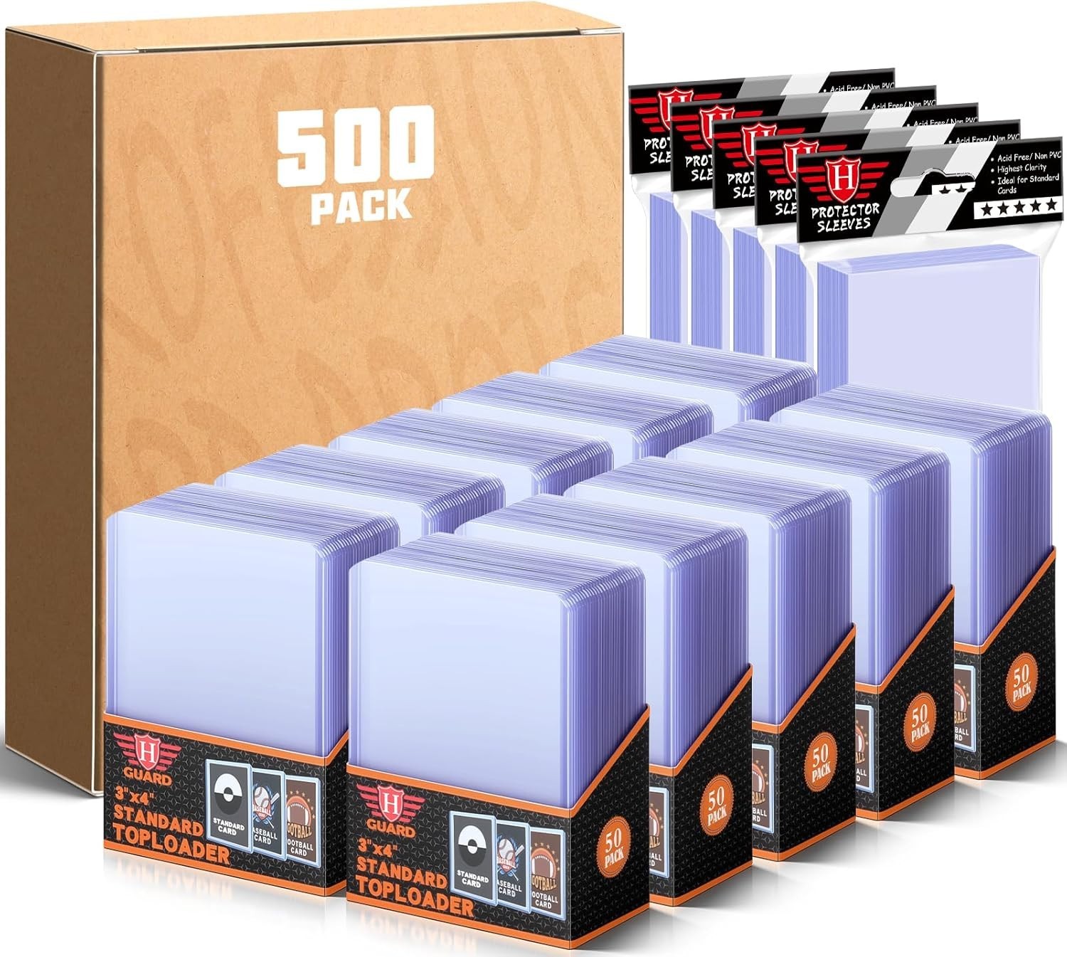 1000 PCS Toploaders and Penny Sleeves Set – Premier Protection for Trading Cards