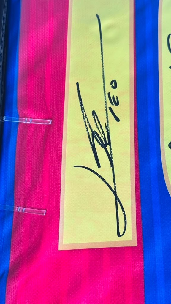Lionel Messi Ronaldinho Signed Dual Barcelona 2019/20 Jersey Icons COA Auto