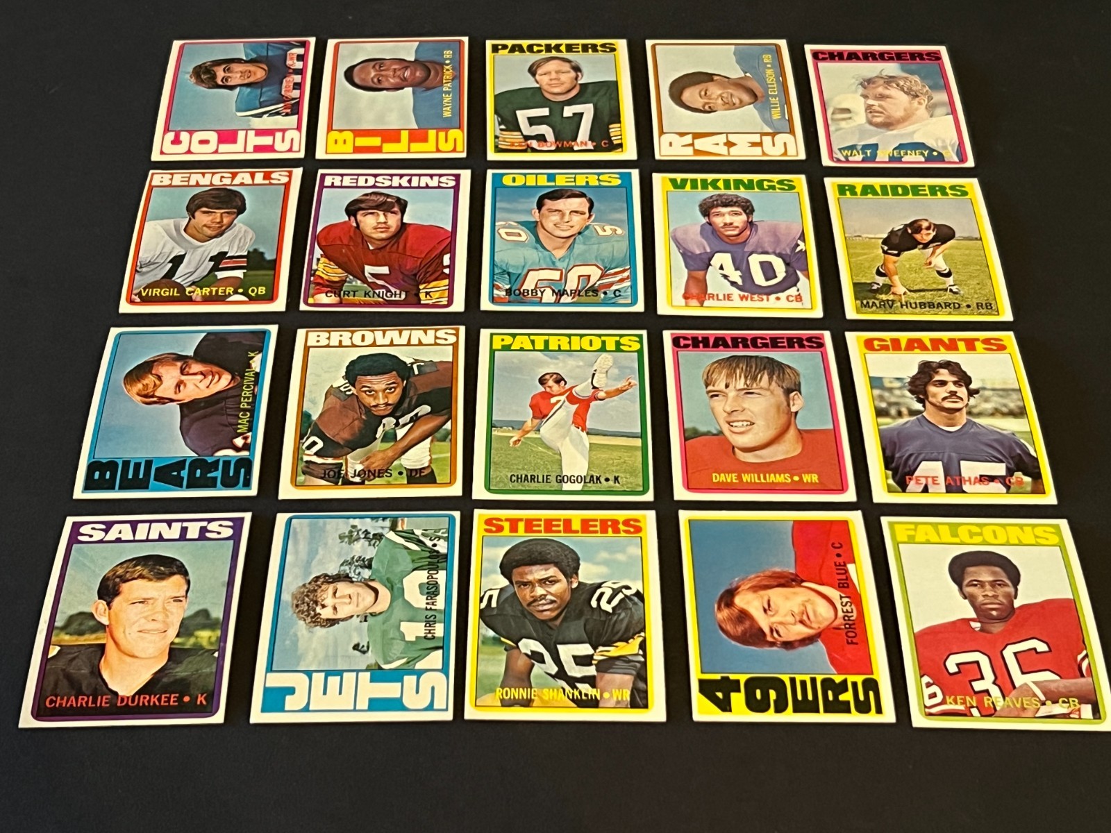 1972 Topps FB- lot of 200 diff. – Stars, hofers, specials, checklists++- ex/mt-