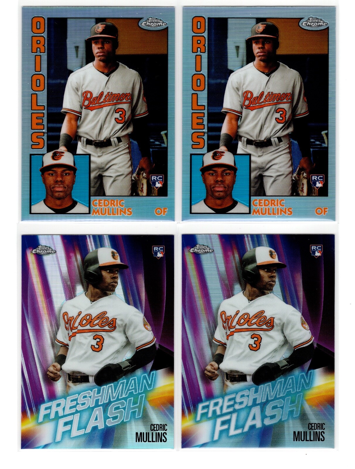 Cedric Mullins 2x 2019 Topps Chrome 84TC-4 1st RC 2x FF-6 1st RC Refractors Lot