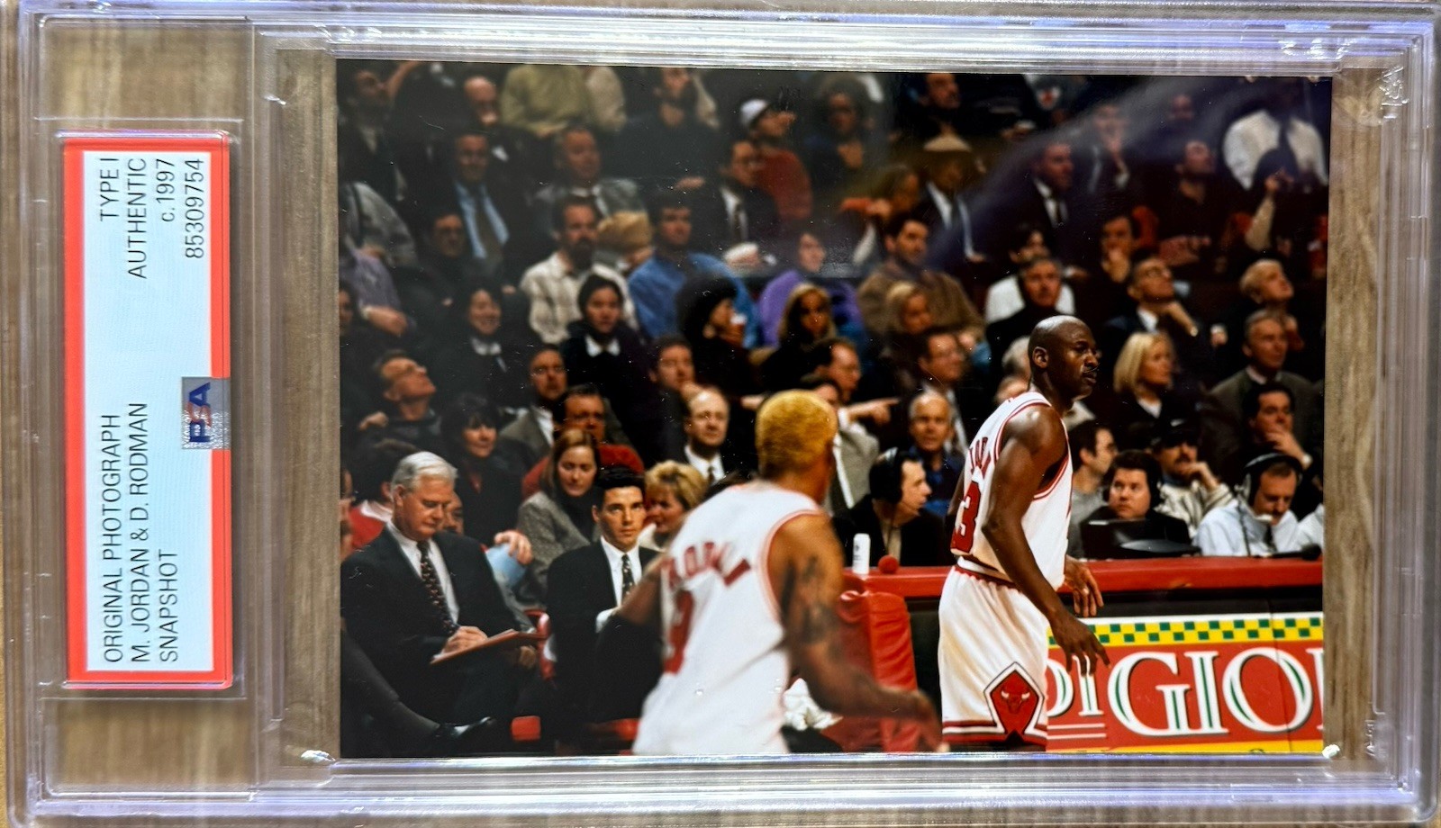 1997 MICHAEL JORDAN TYPE 1 PHOTO BULLS “LAST DANCE” YEAR~DENNIS RODMAN 3.5×5 PSA