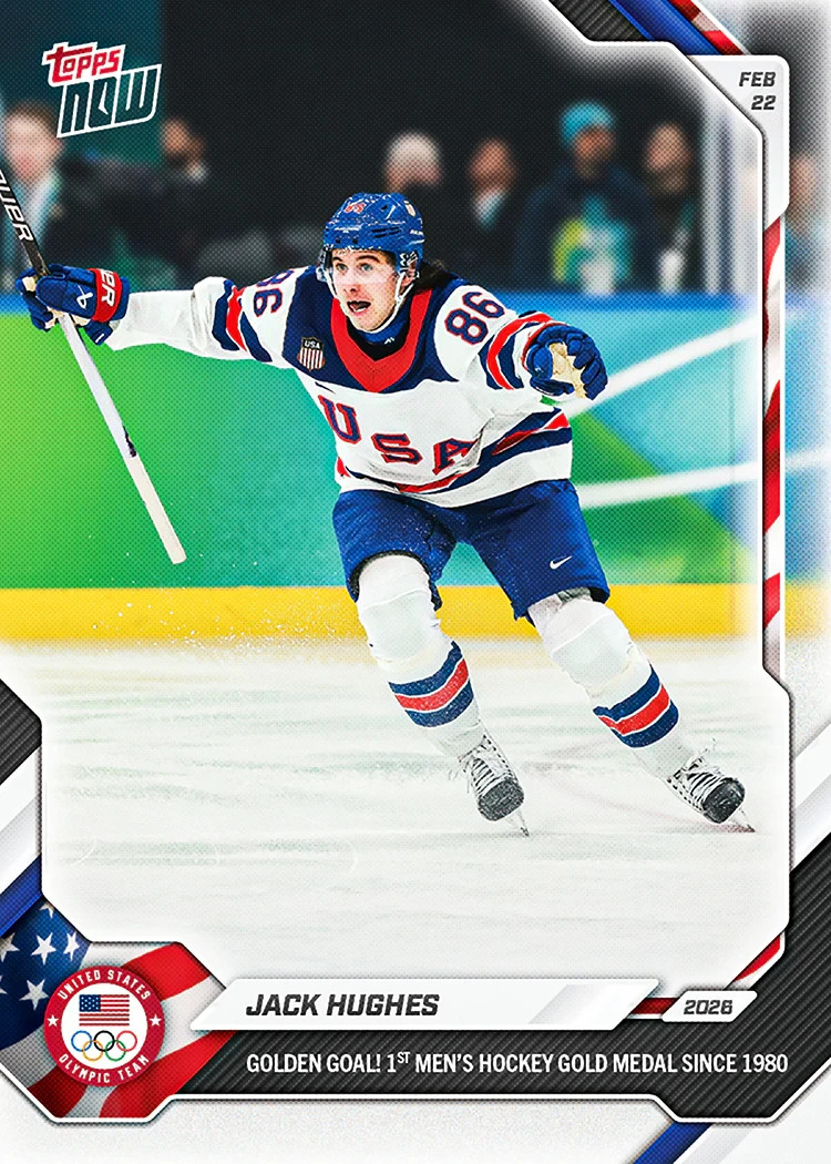 Jack Hughes – 2026 Olympics Topps NOW® – Card 18 PR: 332,447