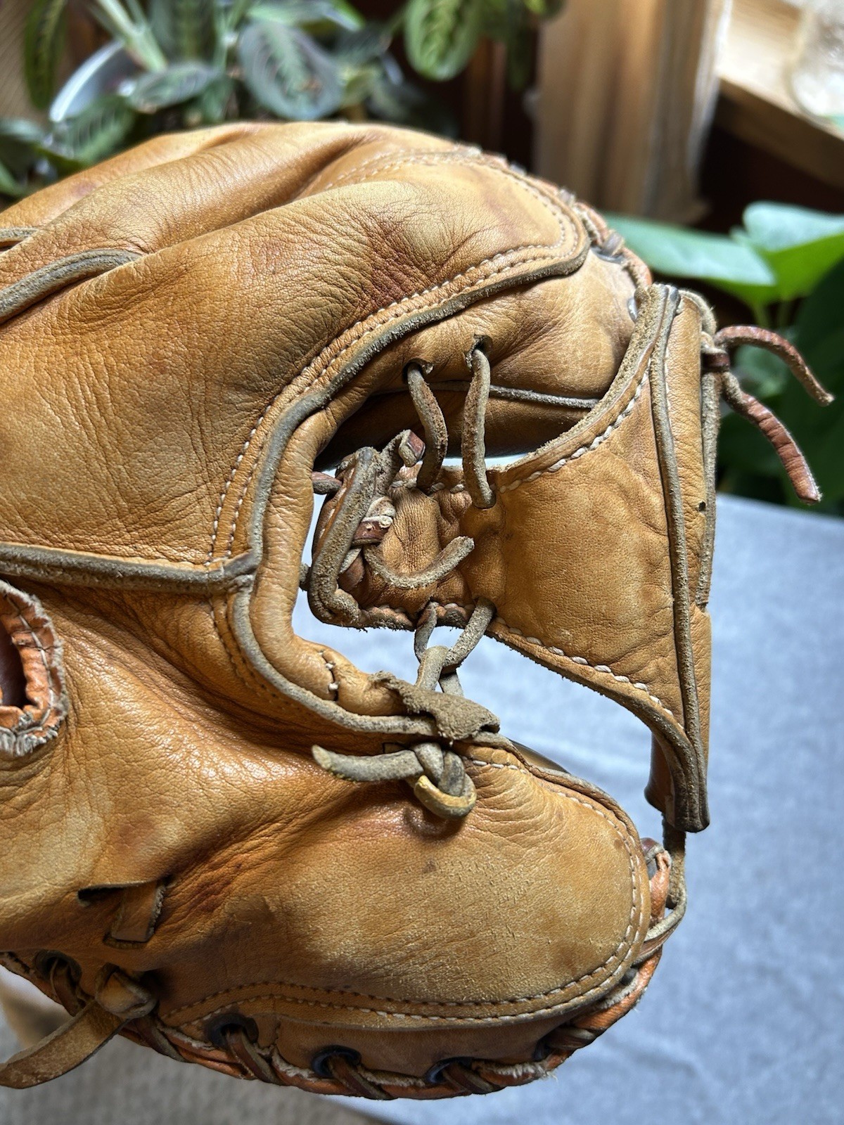 Vintage Baseball Catcher Glove Mitt Denkert M229 HAL SMITH Pro Maker Hinge Pad