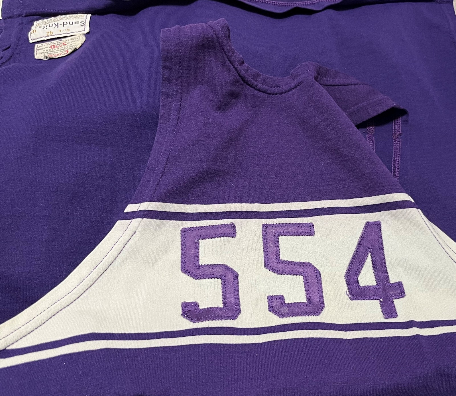 TCU HORNED FROGS 554 Adult Purple Track-Field Team Issued Tank Top 42 Sand Knit