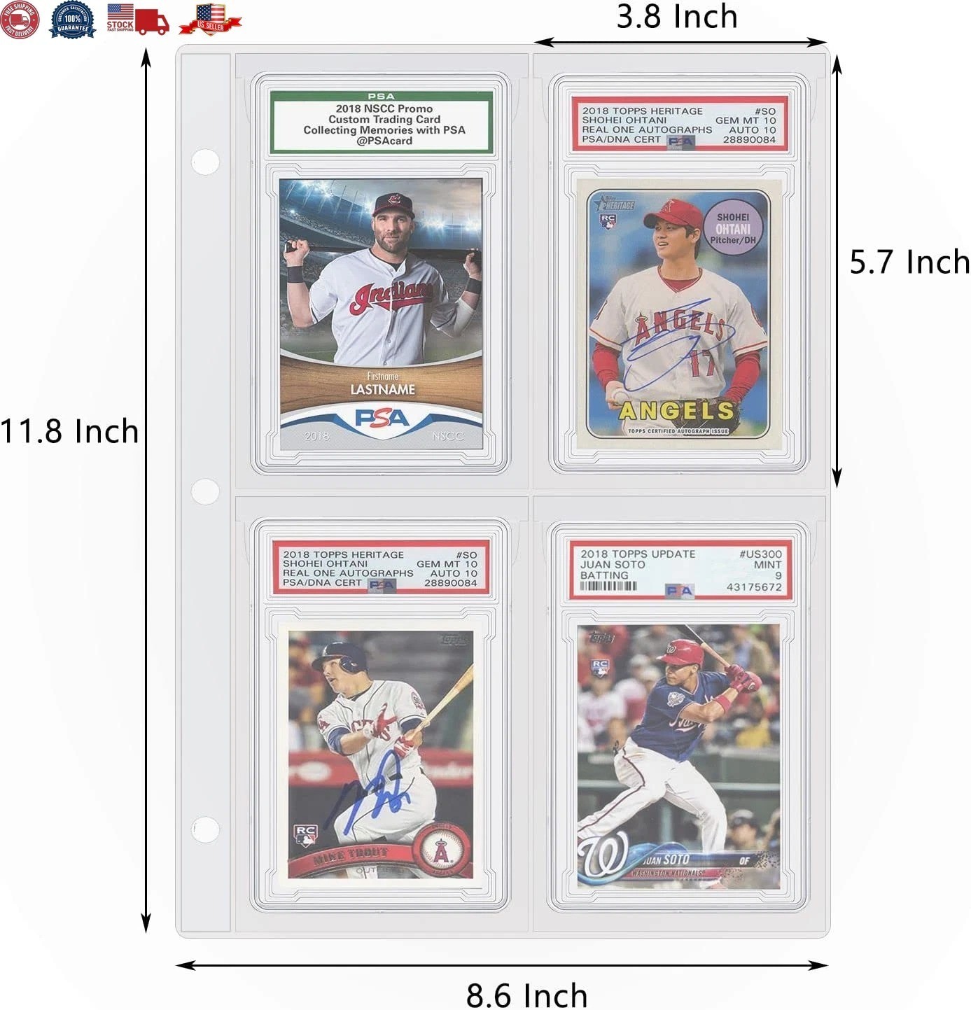 Graded Card Slab Binder Pages For Storage 10 Pages Hold 40 PSA, BGS, CGC Cards