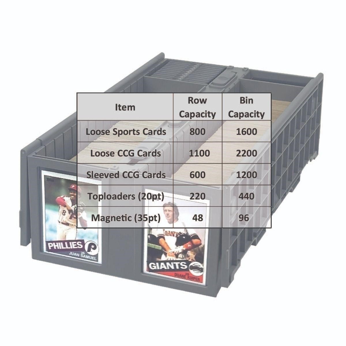 6 BCW Plastic Card Box Bins – Trading Gaming Sport Toploader Magnet Safe Storage