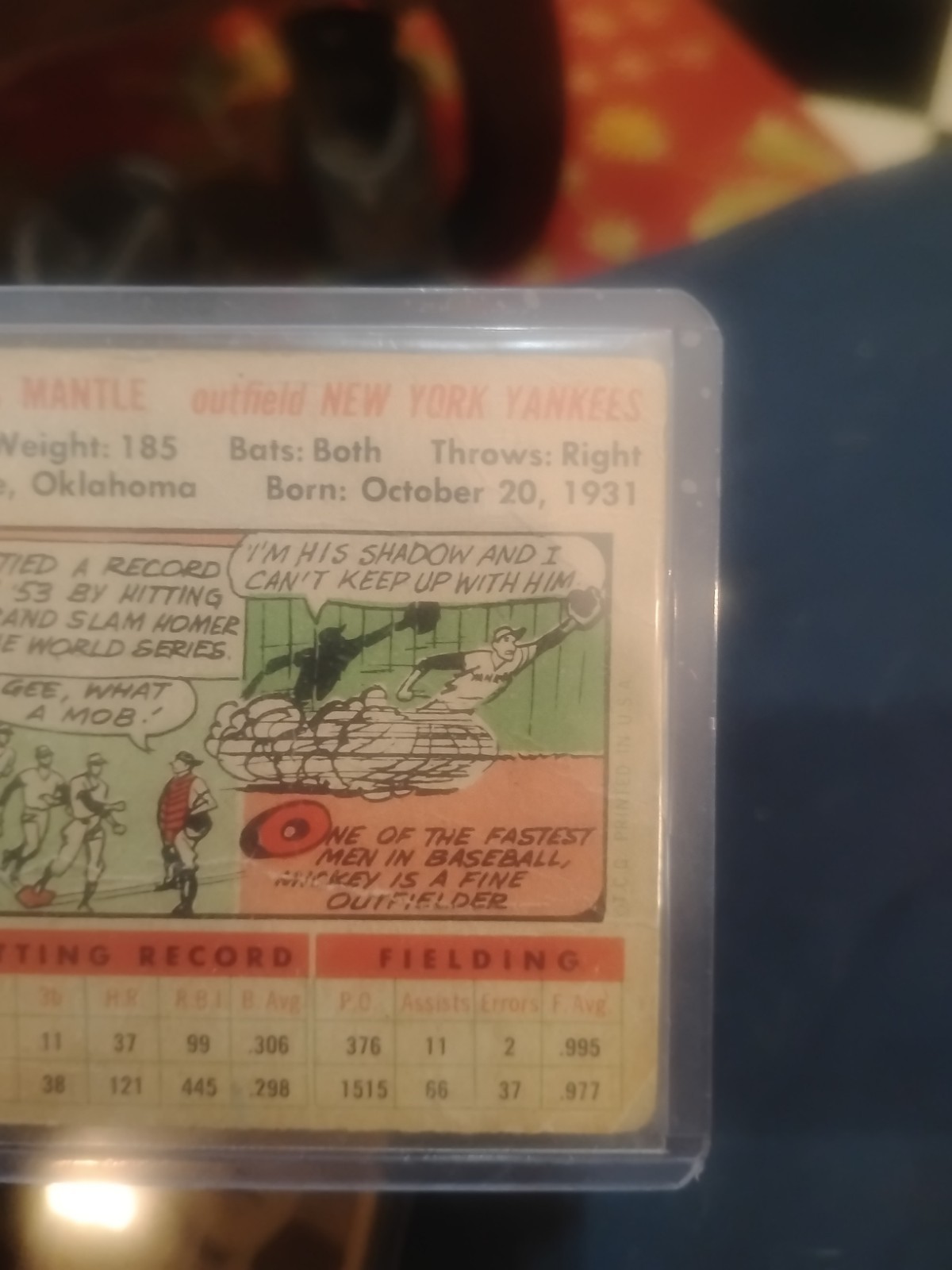 1956 Topps Mickey Mantle #135 Gray Back Yankees HOF 56 Triple Crown/MVP Yr Poor