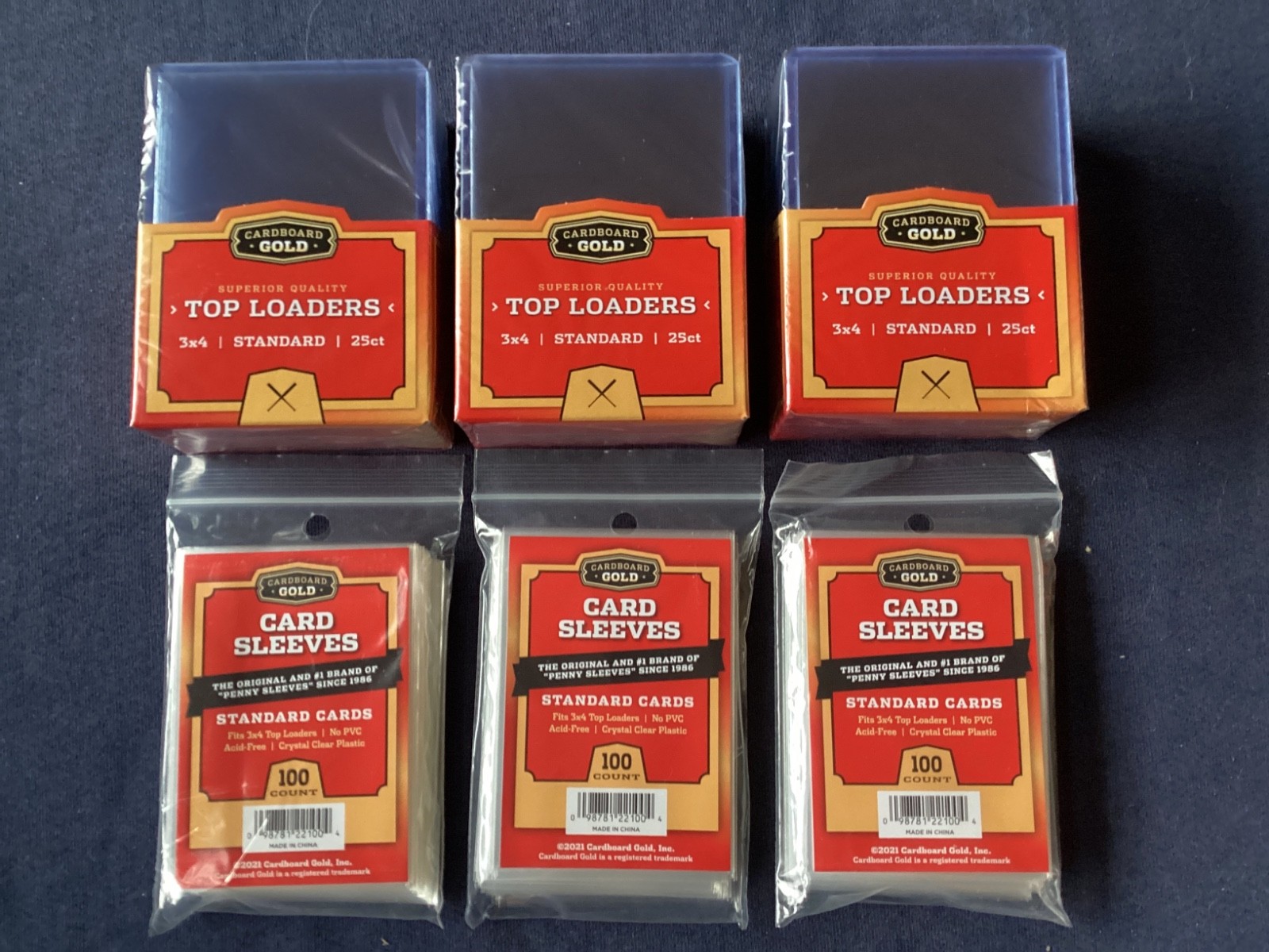 Cardboard Gold Top Loaders and Penny Sleeves. You Pick Quantity From List.