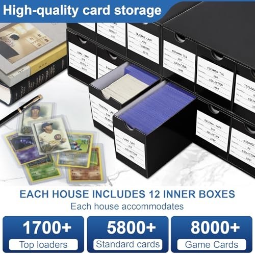 Trading Card Storage Box 12 Drawers Cardboard Organizer with Dividers for Top