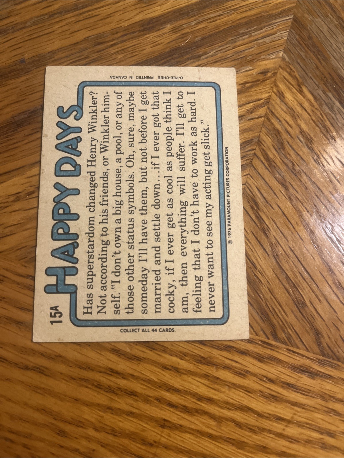 1976 OPC O-Pee-Chee Happy Days #14A Hey Dad, You’re A Real Swinger! ‘A’ Series