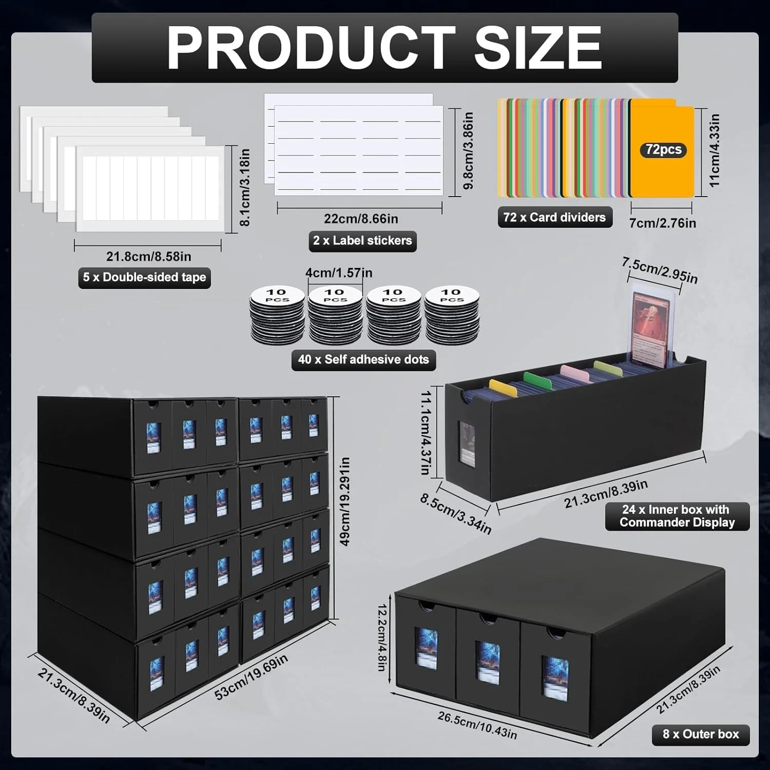 14400+ Card Storage Box, 2700+ Toploader Storage Box for Commander Display,With