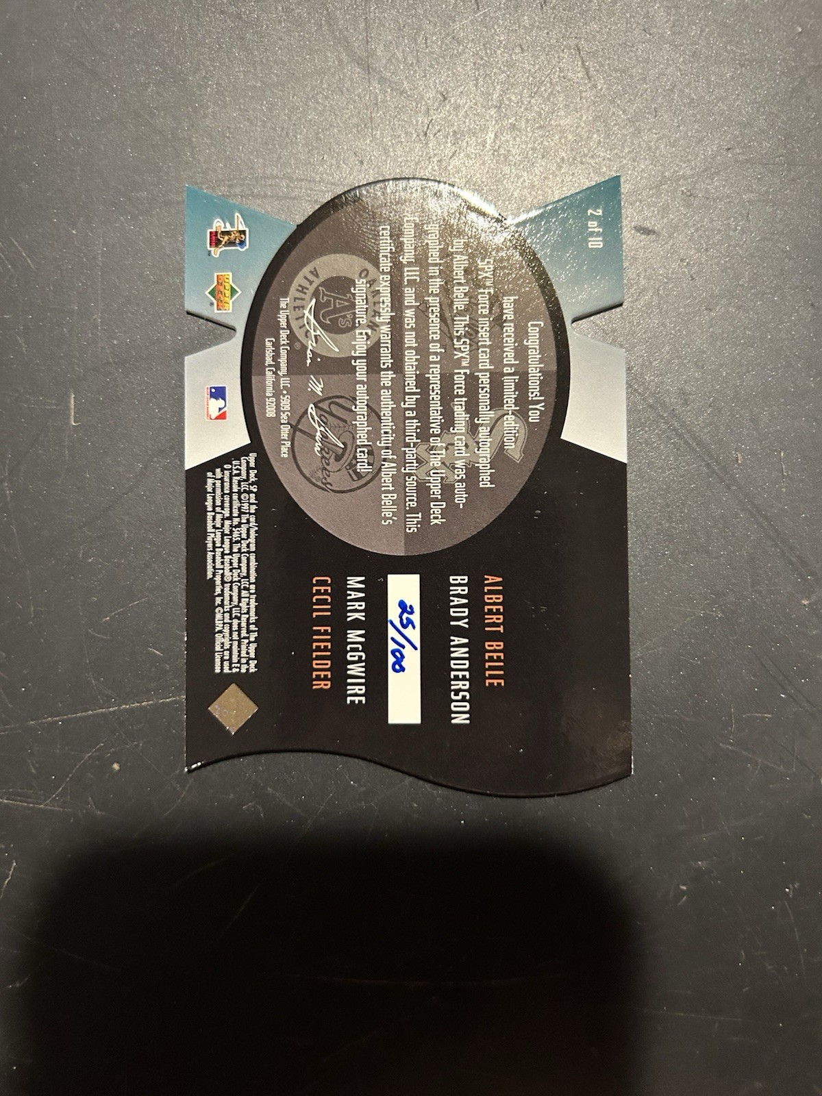 1997 Spx Force Baseball Auto Autograph Signature Albert Belle /100 Rare