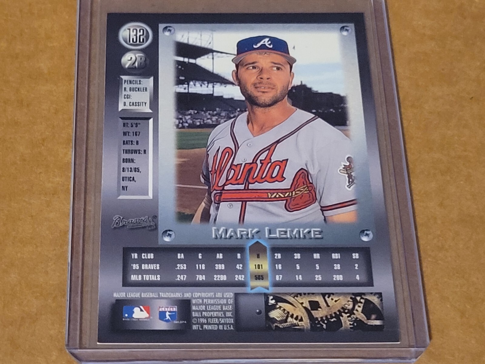 1996 Skybox Metal Universe #132 Mark Lemke Platinum Atlanta Braves Nmmt