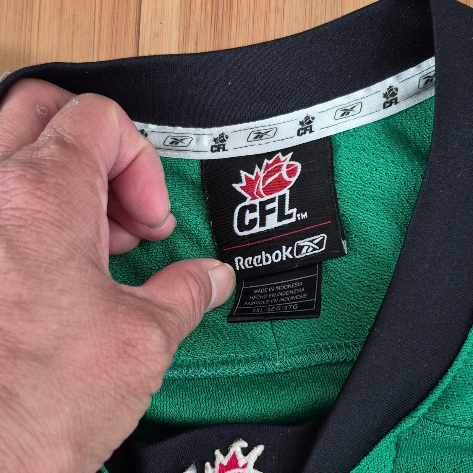 Reebok Saskatchewan Roughriders CFL Lace-Up Jersey 3XL Green/Black/White