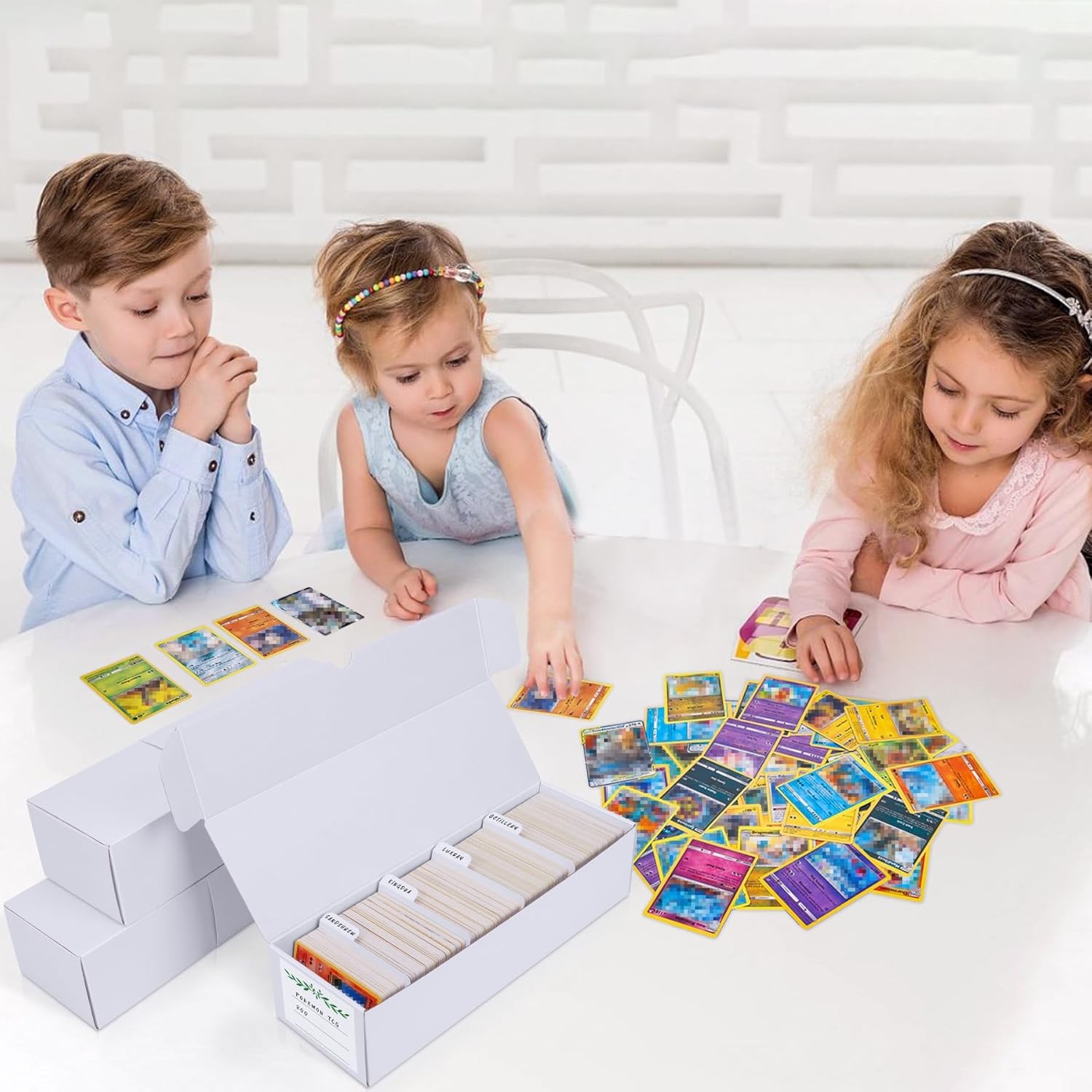 Trading Card Storage Box, Cardboard Storage Boxes with Dividers – 3 Pack