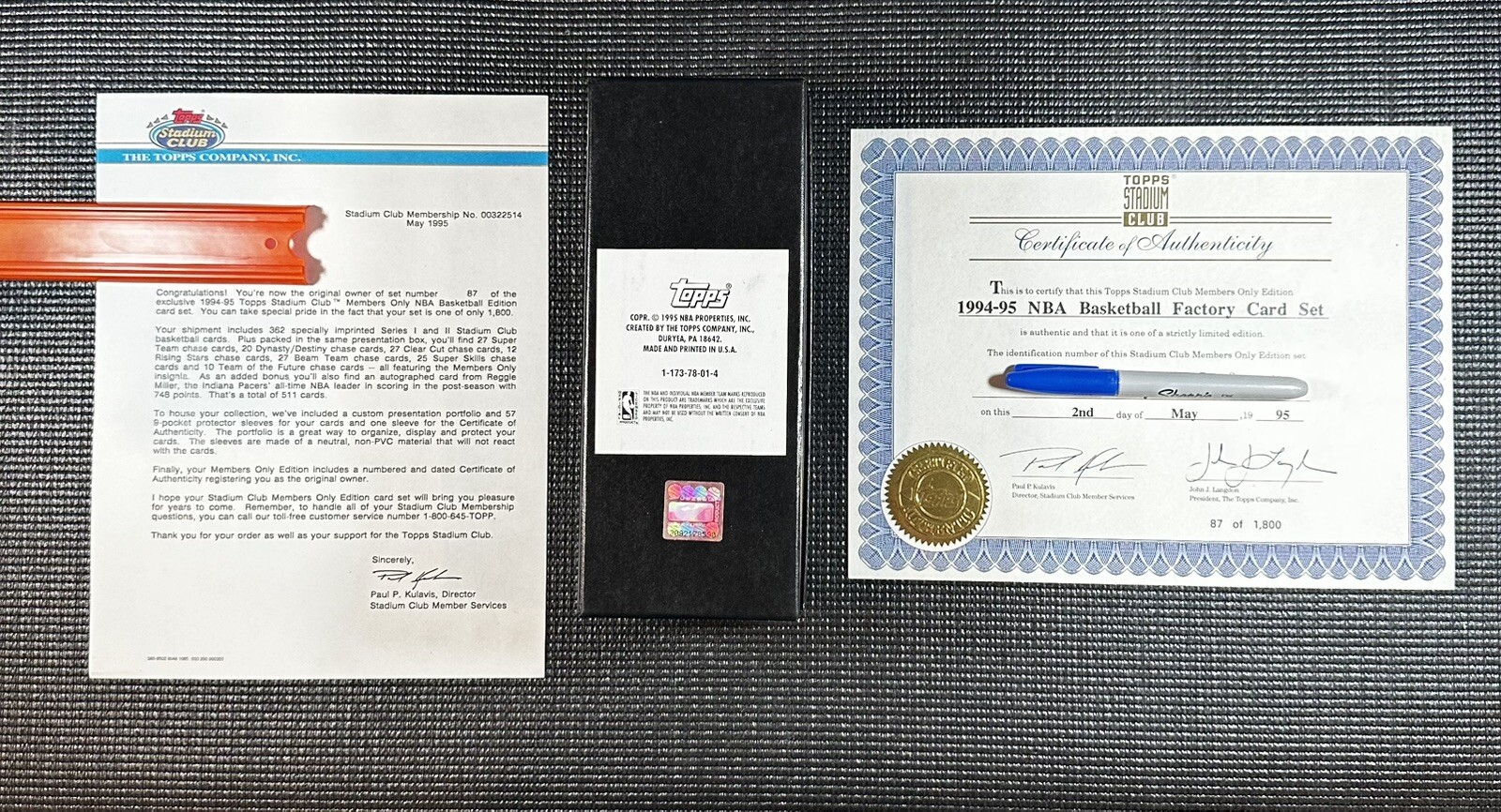 1994-1995 Stadium Club Basketball MEMBERS ONLY Complete Set 18/1800 W/COA! Wow!