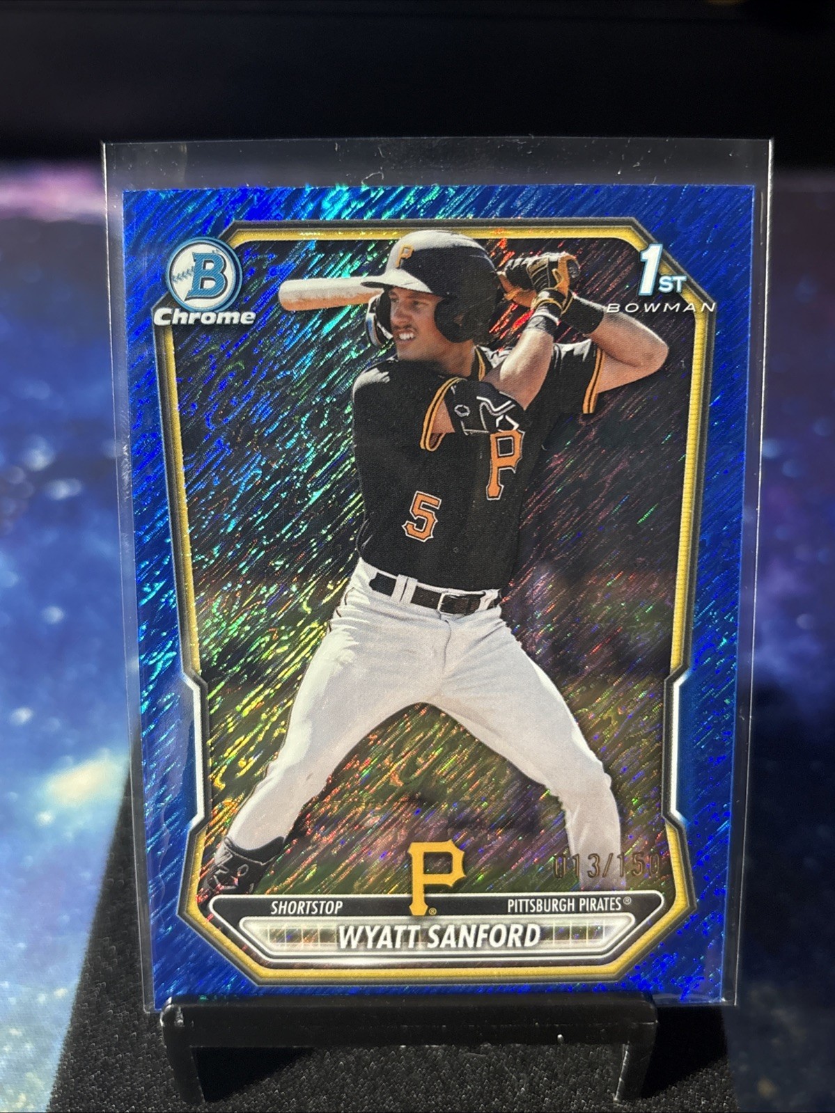 2026 Bowman #BCP-66 Wyatt Sanford 1st Bowman Blue Shimmer /150 Pirates🔥🔥