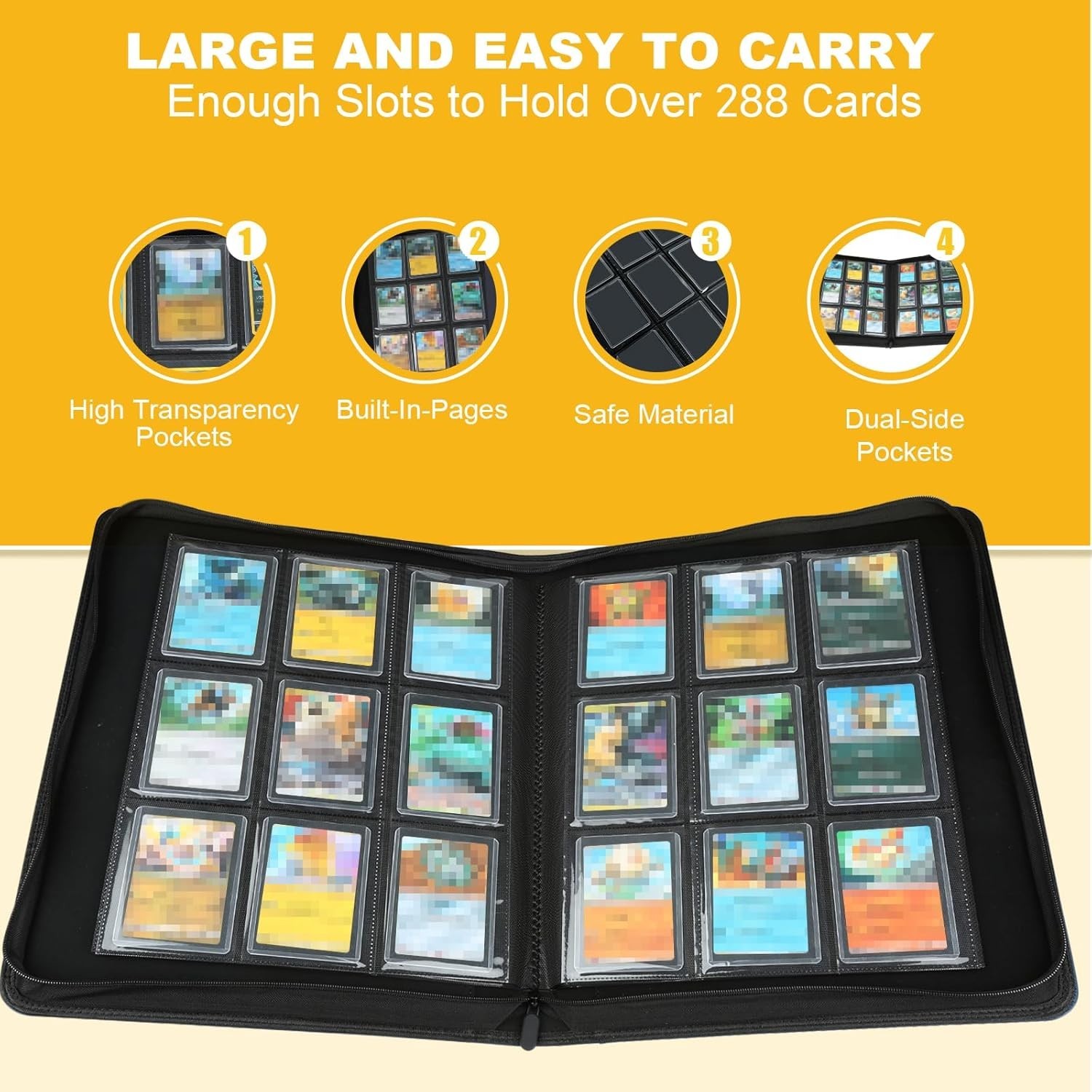 R Binder Holds 288 with 9 Pocket Top Loader Binders with Sleeves 3 x 4” Inches