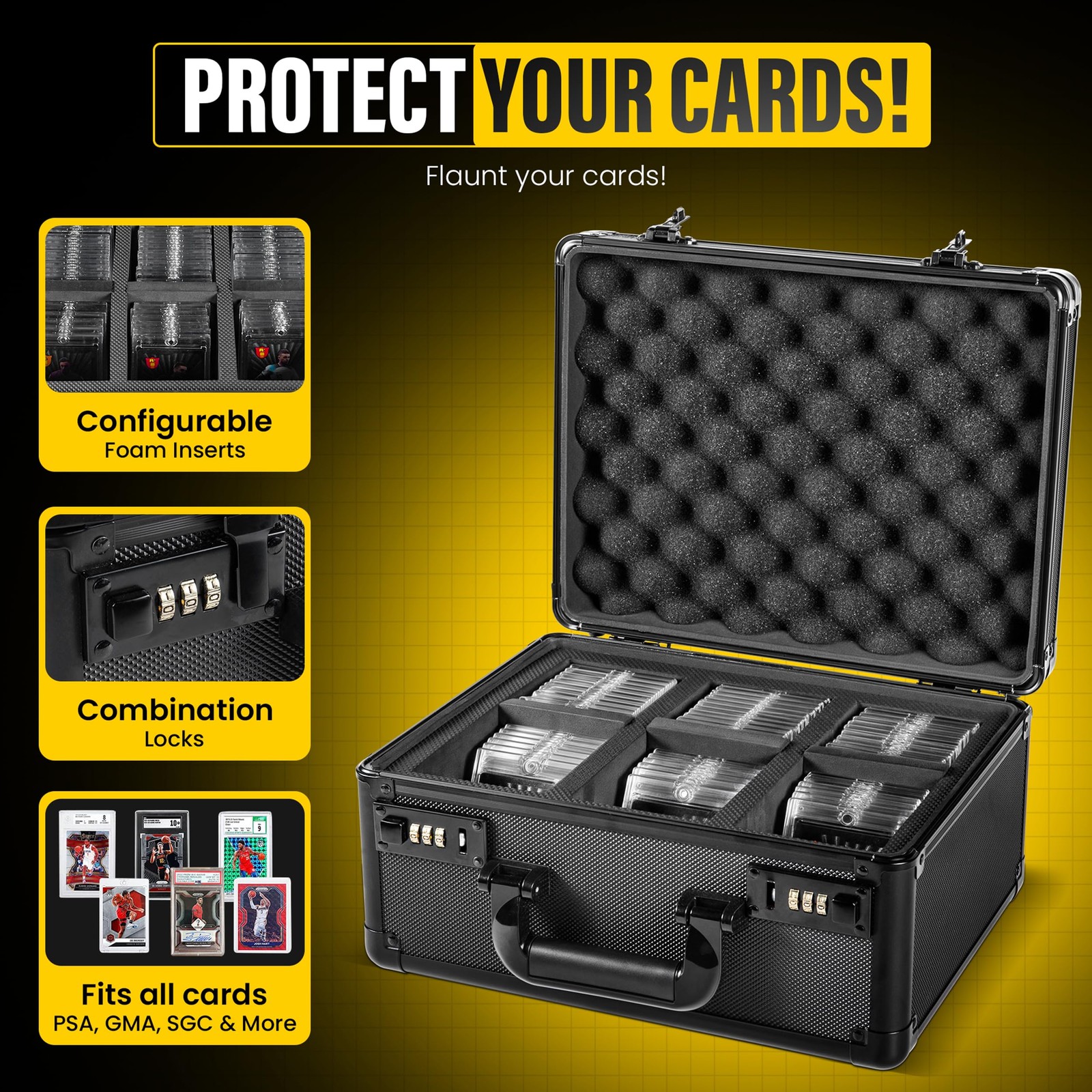 Graded Card Storage Box with Combination Lock – Waterproof Slab Carrying Case…