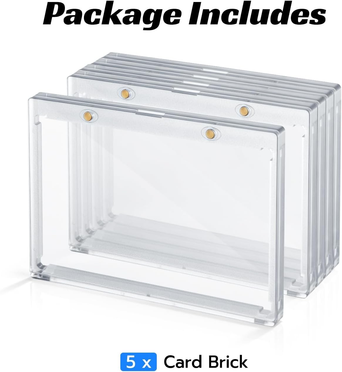 5 Pack 175pt Vertical Booklet Magnetic Card Holder, Acrylic One Touch Card Case