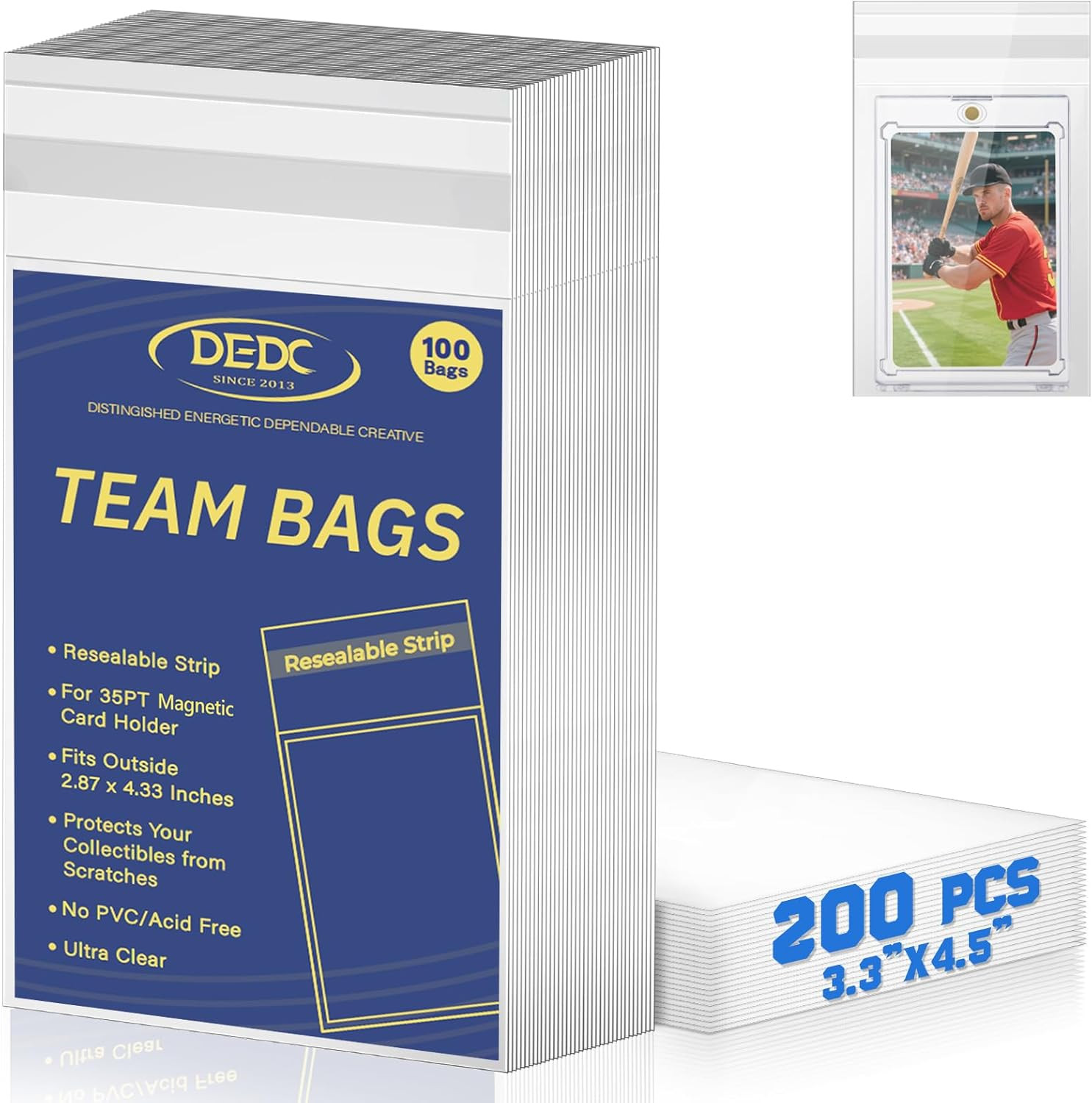 200Pcs Trading Cards Team Bags for One Touch Magnetic Card Holder, Team Set Bags