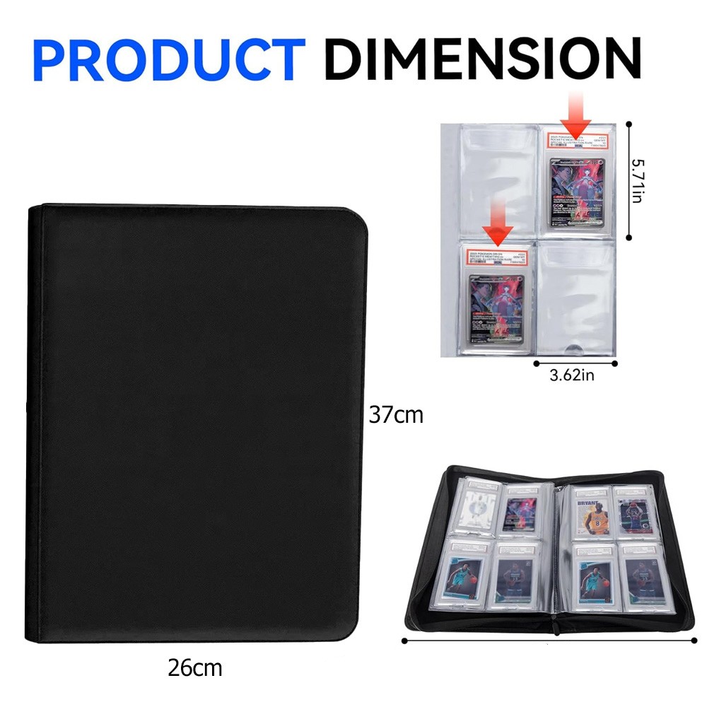 Graded Card Binder, Holds 32 PSA Slabs, 4 Pocket Slab Binder for PSA CGC CSG…