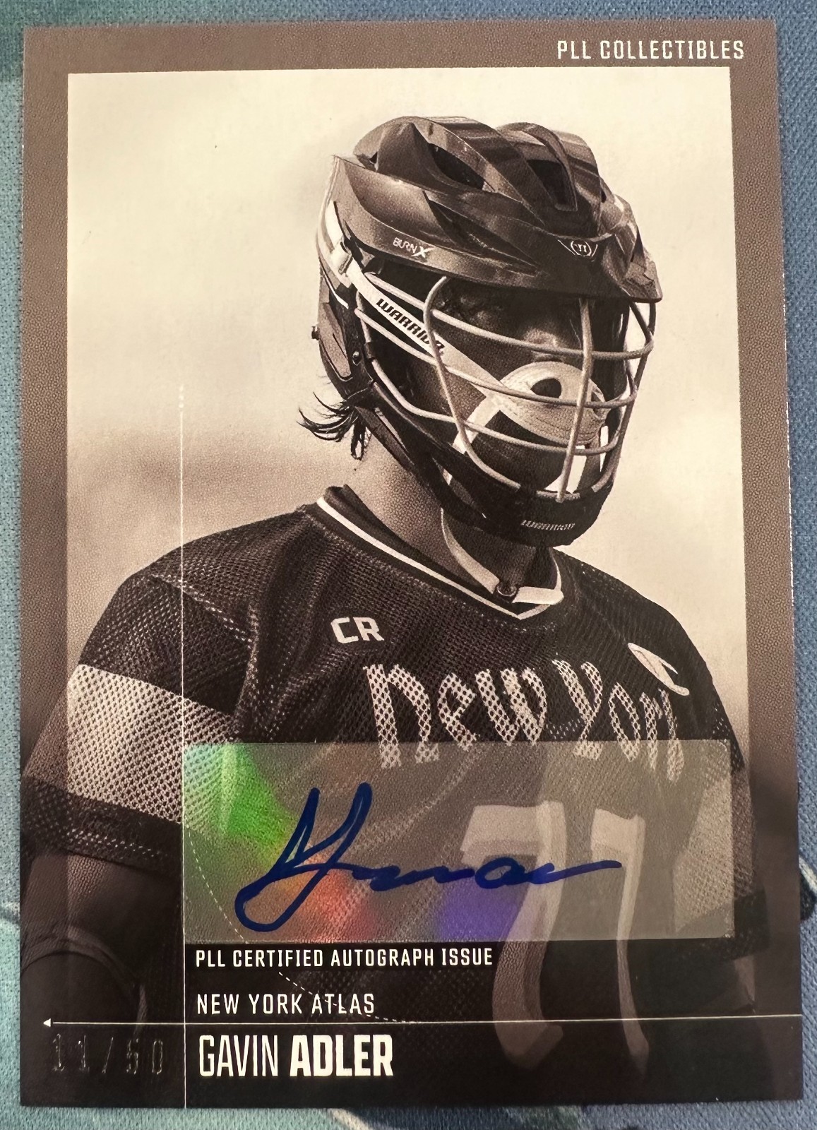 GAVIN ADLER 2026 PREMIER LACROSSE PLL FIELDSIDE II BLACK & WHITE AUTO #12 #11/50
