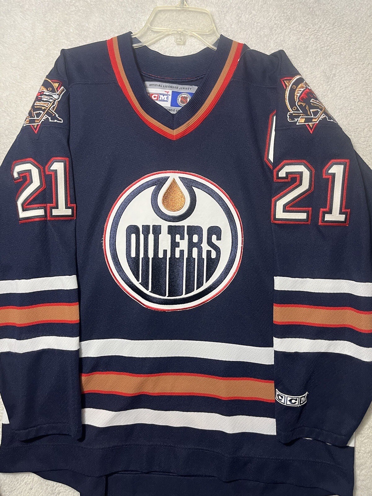 JASON SMITH EDMONTON OILERS CCM STANLEY CUP REPLICA JERSEY XXL NEVER WORN..