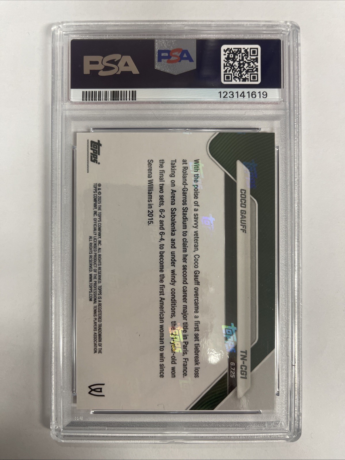 2025 Topps Now Tennis Coco Gauff #CG1 Orange Foil 11/25 PSA 10 GEM MT