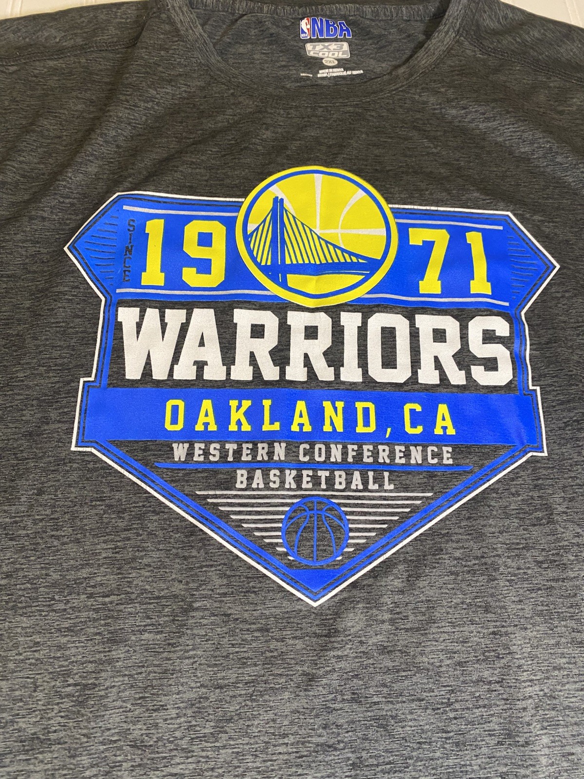 NBA Golden State Warriors Basketball Est 1971 Mens XL Gray T-Shirt Short Sleeve