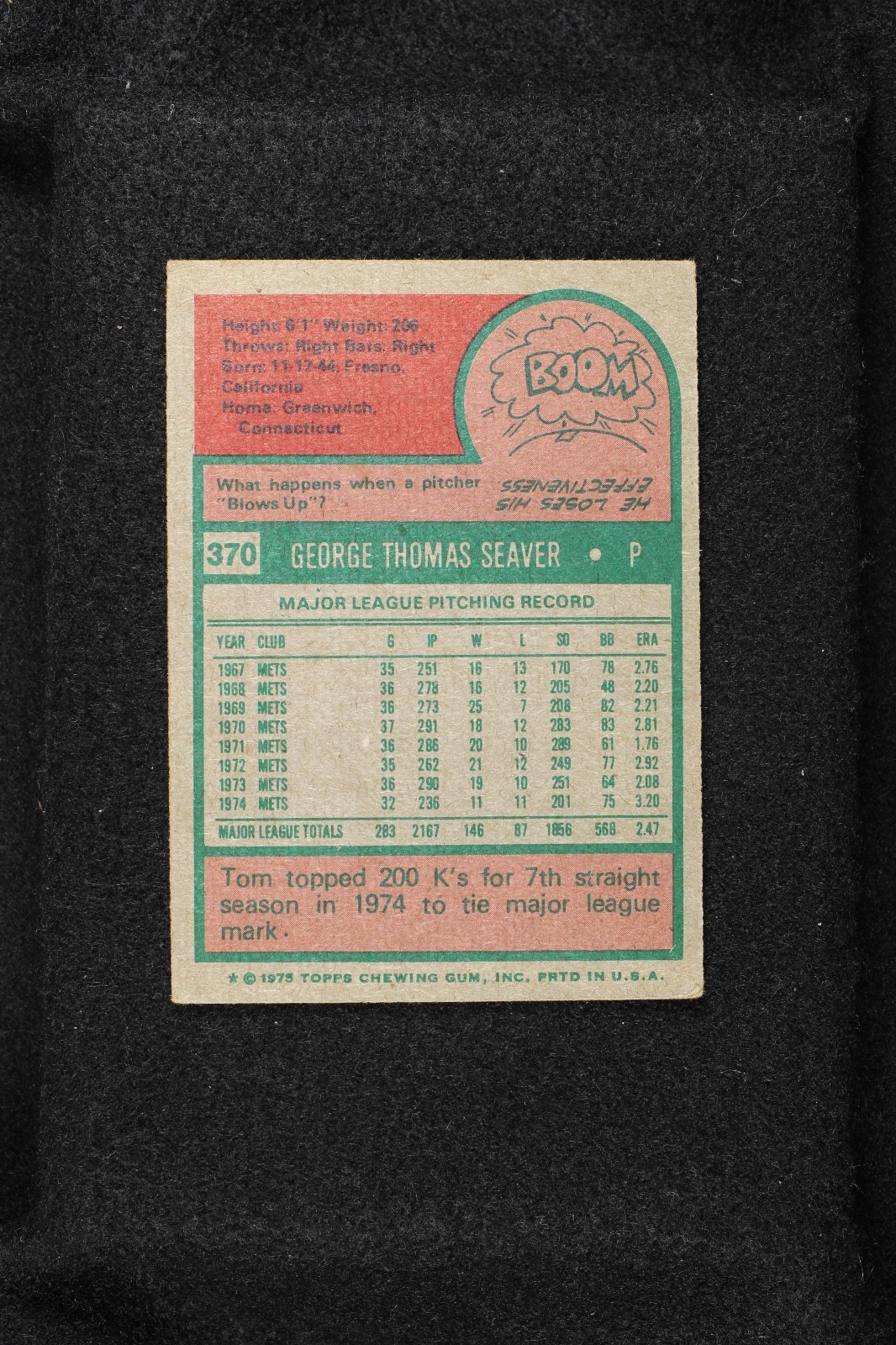 1975 Topps #370 Tom Seaver NM+ Mets ID:79516