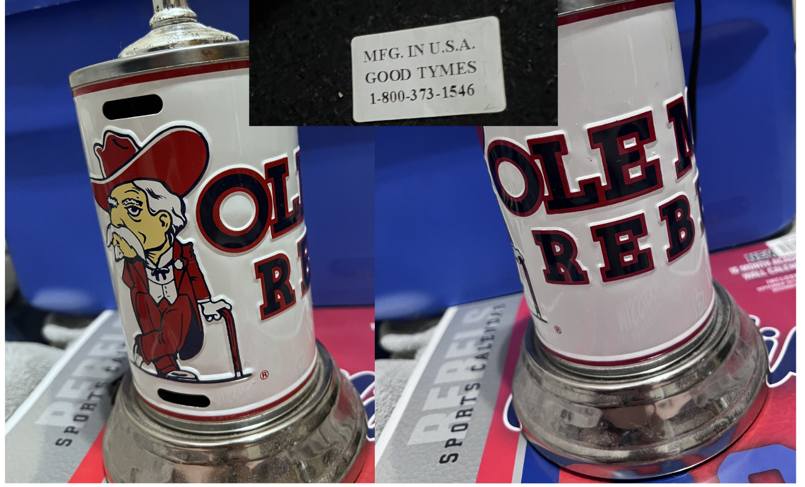 Vintage Ole Miss Table Lamp – Colonel Reb Mascot – Late 1990’s