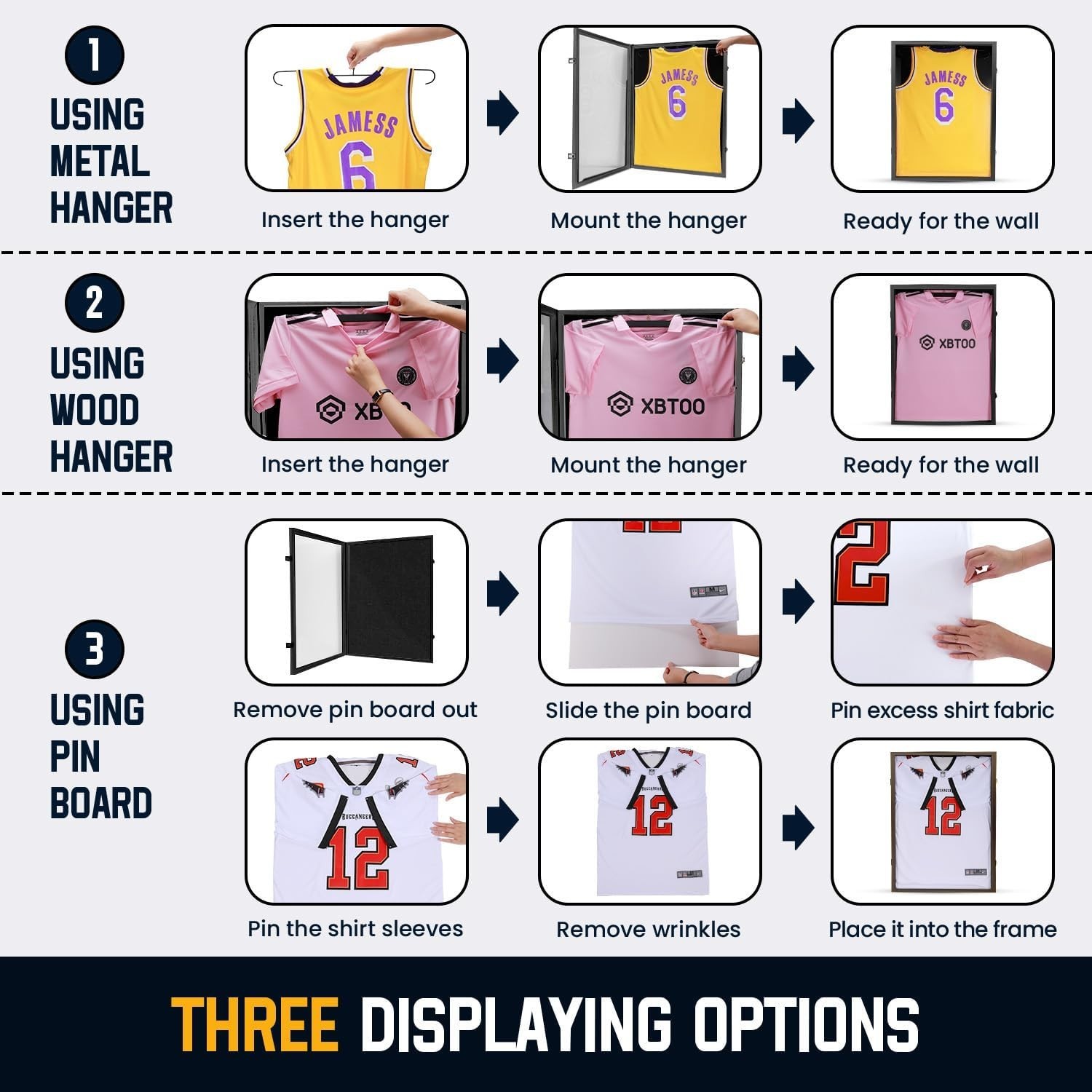 Display Case Jersey Shadow Box with 98% UV Protective Acrylic Door for Sports