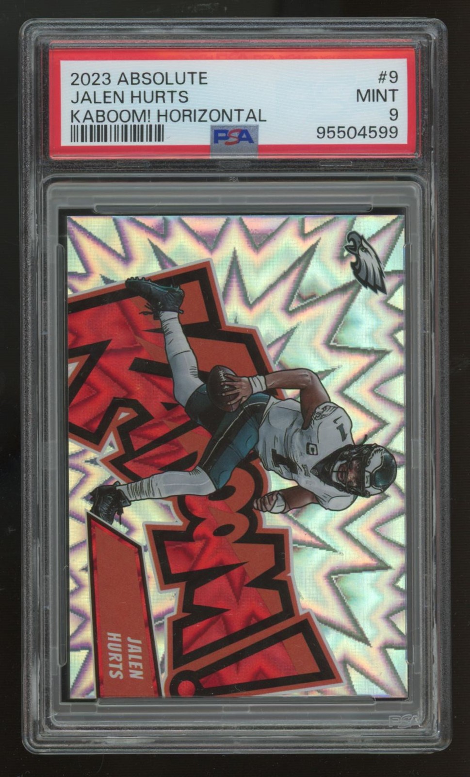 2023 Panini Absolute Jalen Hurts Kaboom! Horizontal SSP #9 PSA 9