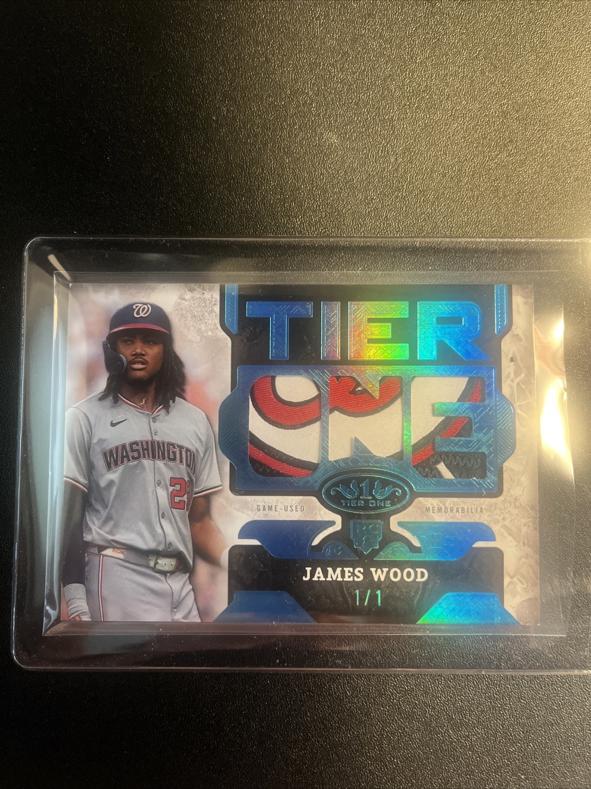 2025 Topps Tier One James Wood 1/1 Relic Die-cut Rookie patch Platinum Blue Foil