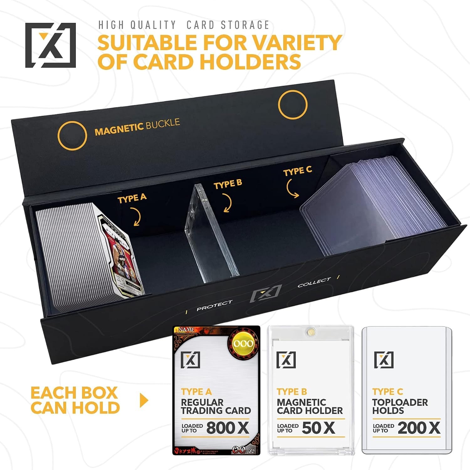 Compatible Card Storage Box 3 Pack Large Capacity Magnetic Lid for Trading Cards