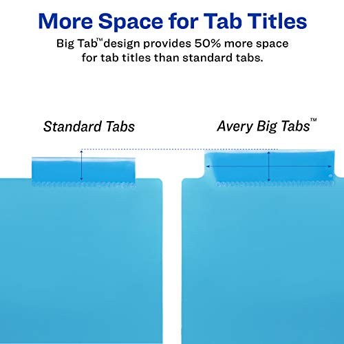 Big Tab Insertable Plastic 2 Pocket Dividers for 3 Ring Plastic Dividers