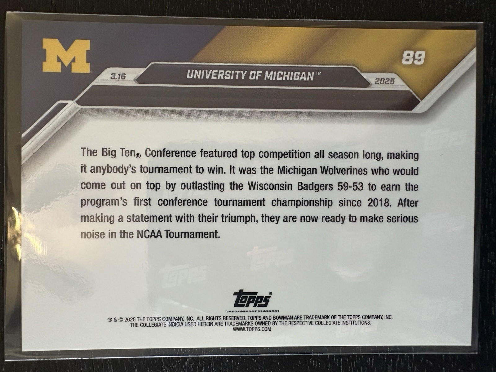 Michigan L.C. Cason Beat Badgers Big 10 Champs 2025 Bowman U Now #89 Purple /25