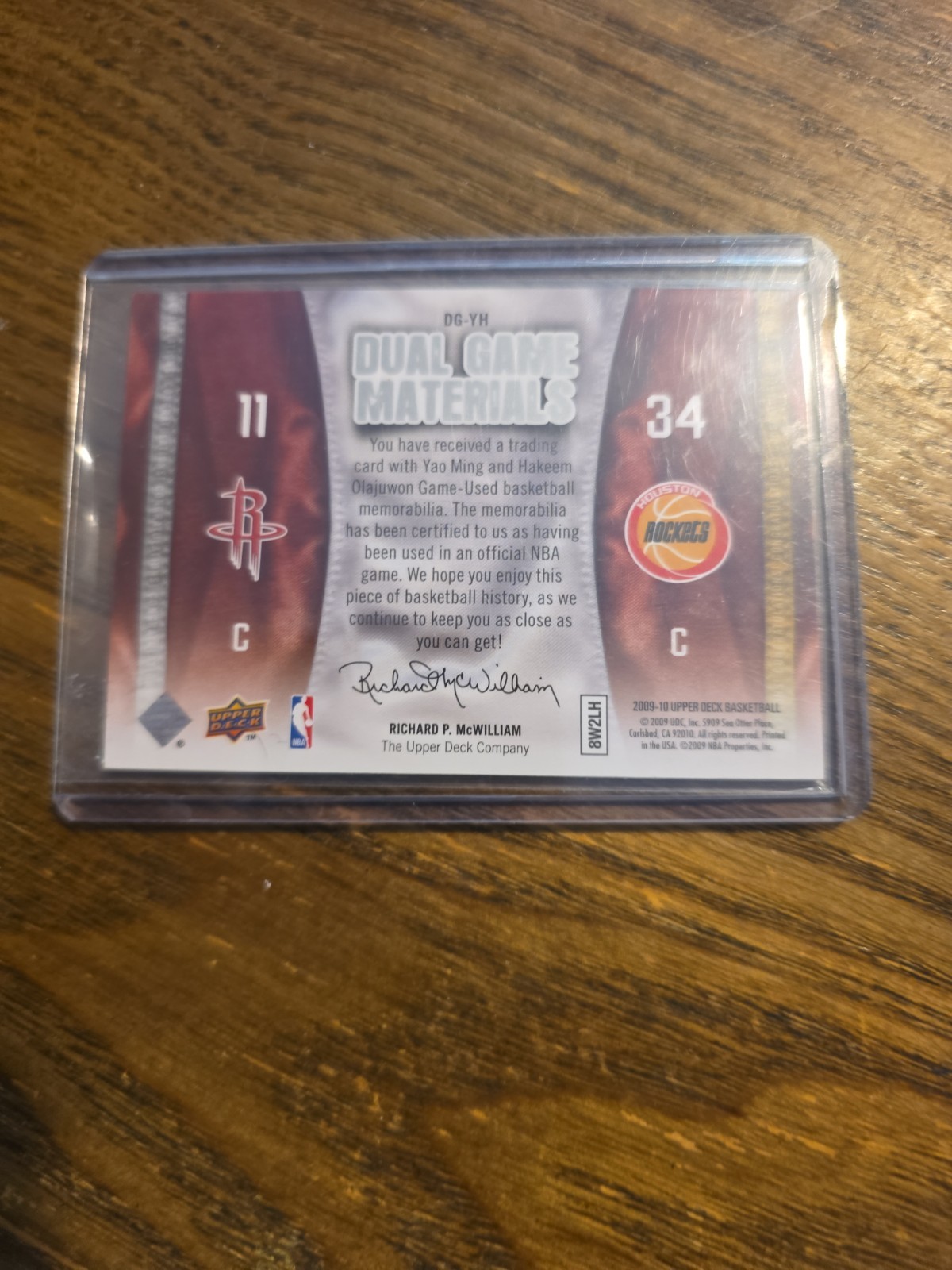 2009 Upper Deck Game Materials Dual Hakeem Olajuwon Yao Ming Game Worn 2 Color!!