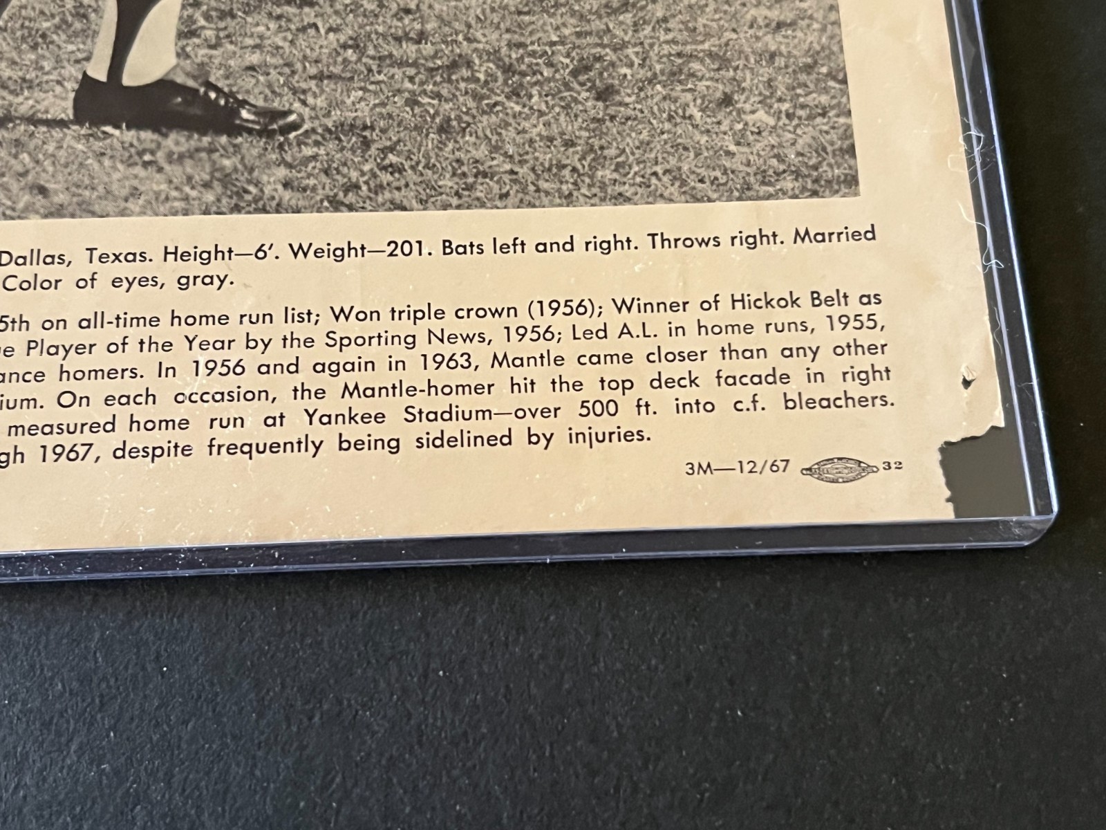 1967 Team Issue Mickey Mantle Trifold- 8 1/2″ x 11″- Mail Response to Fans- worn