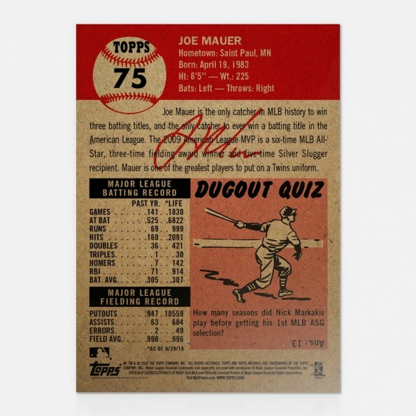 2018 TOPPS LIVING SET #75 JOE MAUER – MINNESOTA TWINS