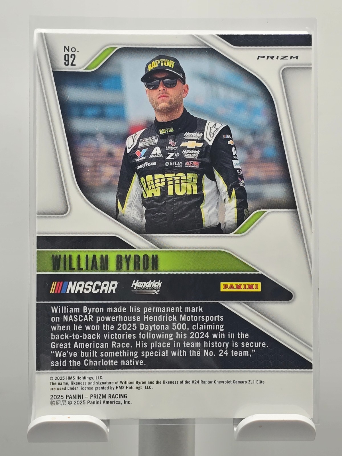 2025 Prizm Nascar Racing – #92 William Byron – Holo / Silver Prizm