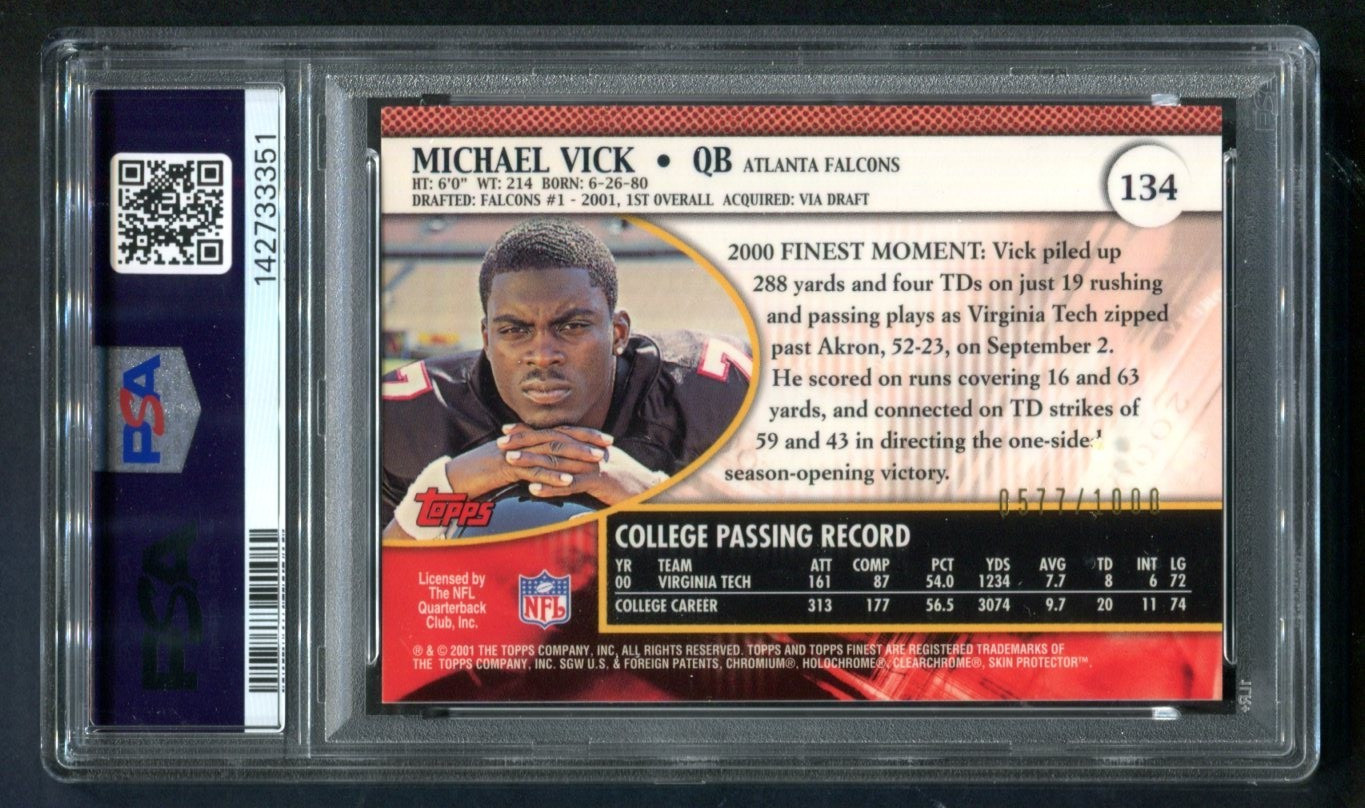 2001 Topps Finest Michael Vick RC Refractor 577/1000 PSA 9 MINT