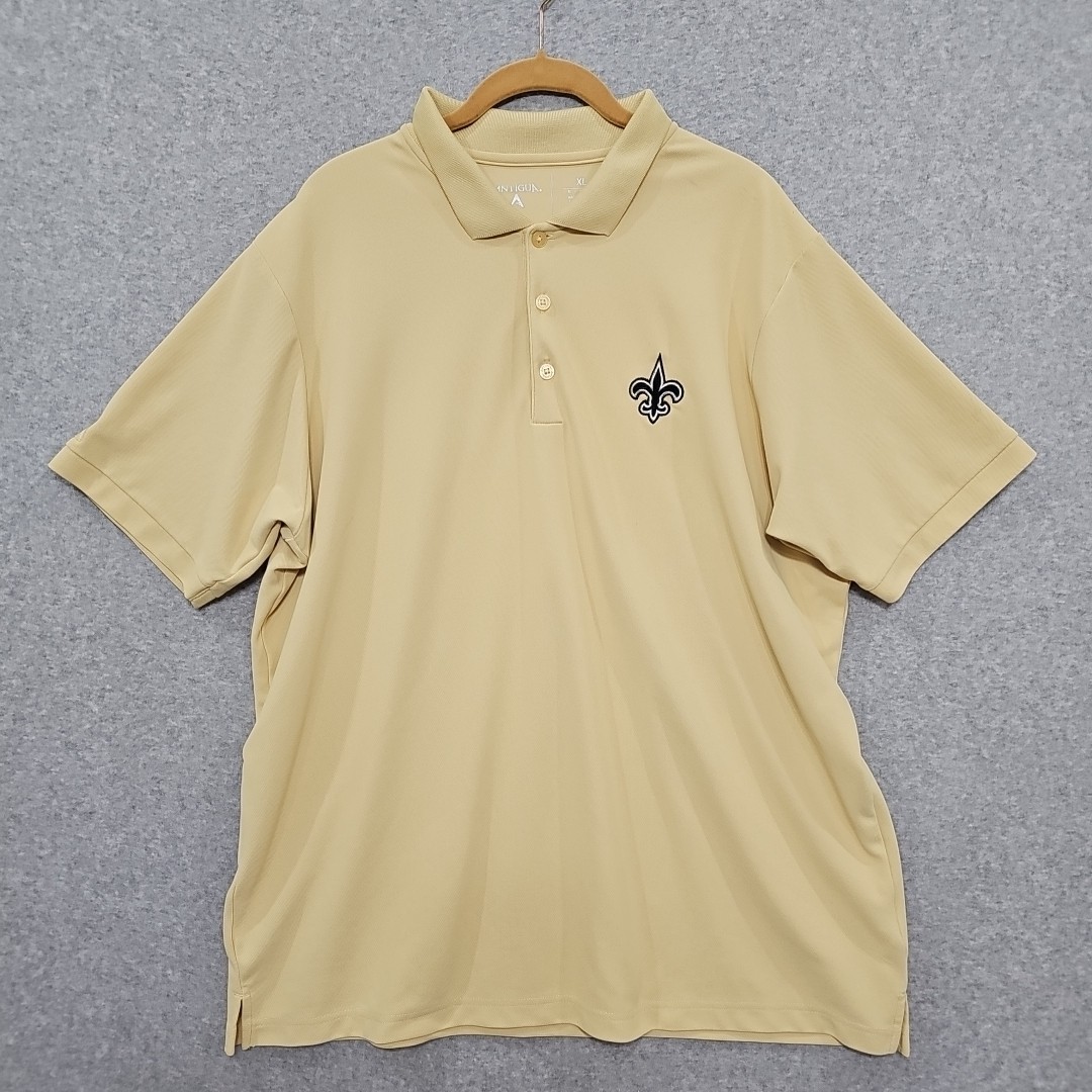 New Orleans Saints Shirt Mens Antigua Polo Sz XL Gold Short Sleeve NFL See Below
