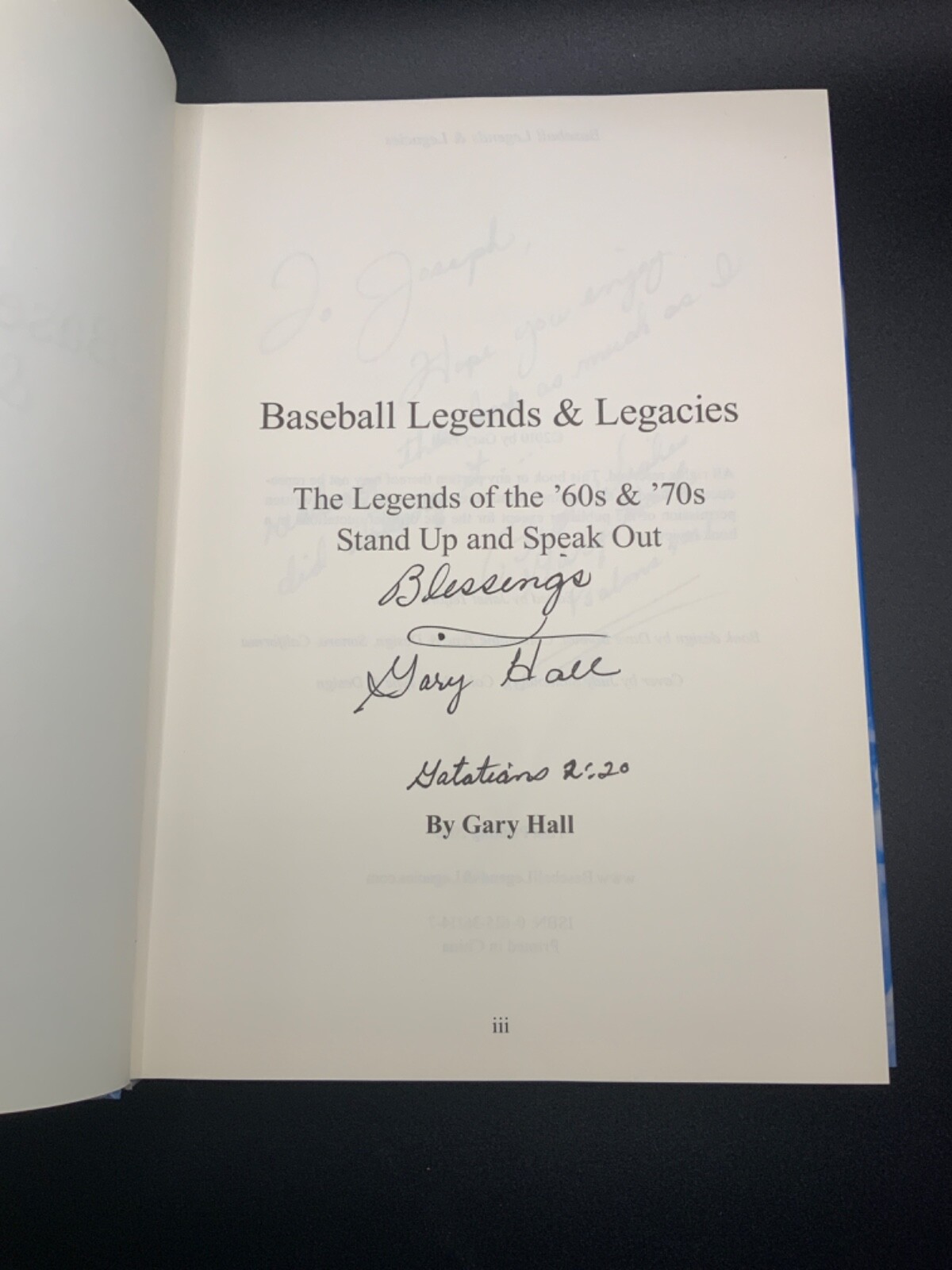 SIGNED Baseball Legends & Legacies and Gary Hall Hardcover, 1st Printing
