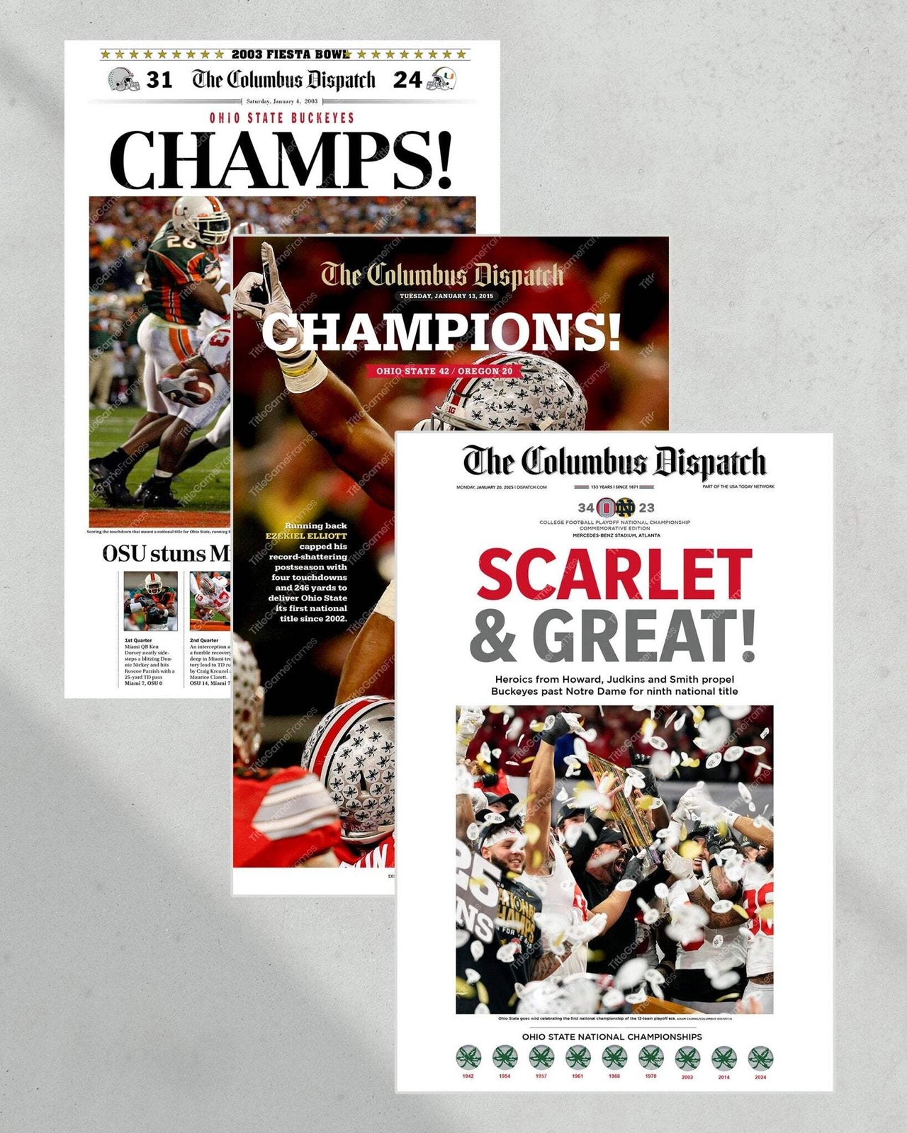 Ohio State Buckeyes Championship Collector’s Set – 2002, 2014, 2024
